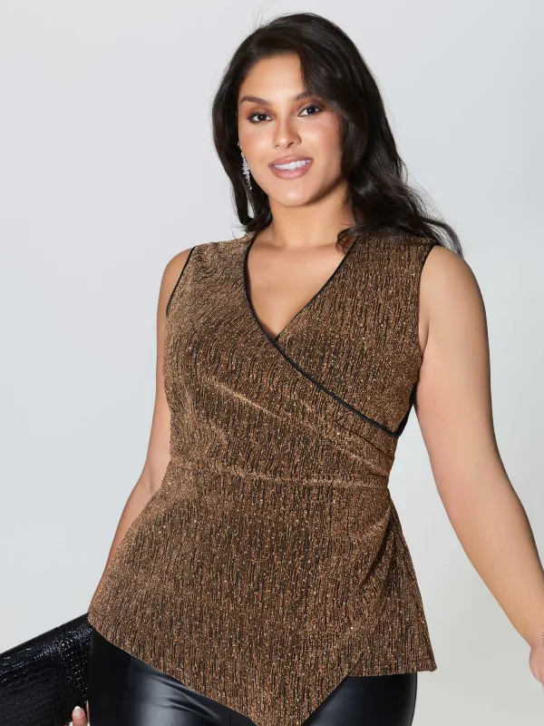 Rhinestone Stretchy Waist Drape Tank Top sold by Bloomchic