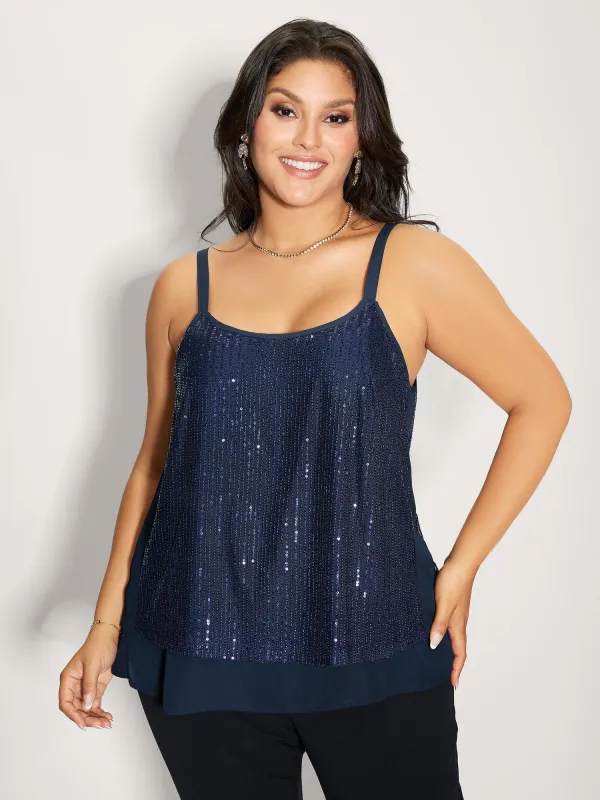 Shimmery Sequin Flowy Tank Top sold by Bloomchic