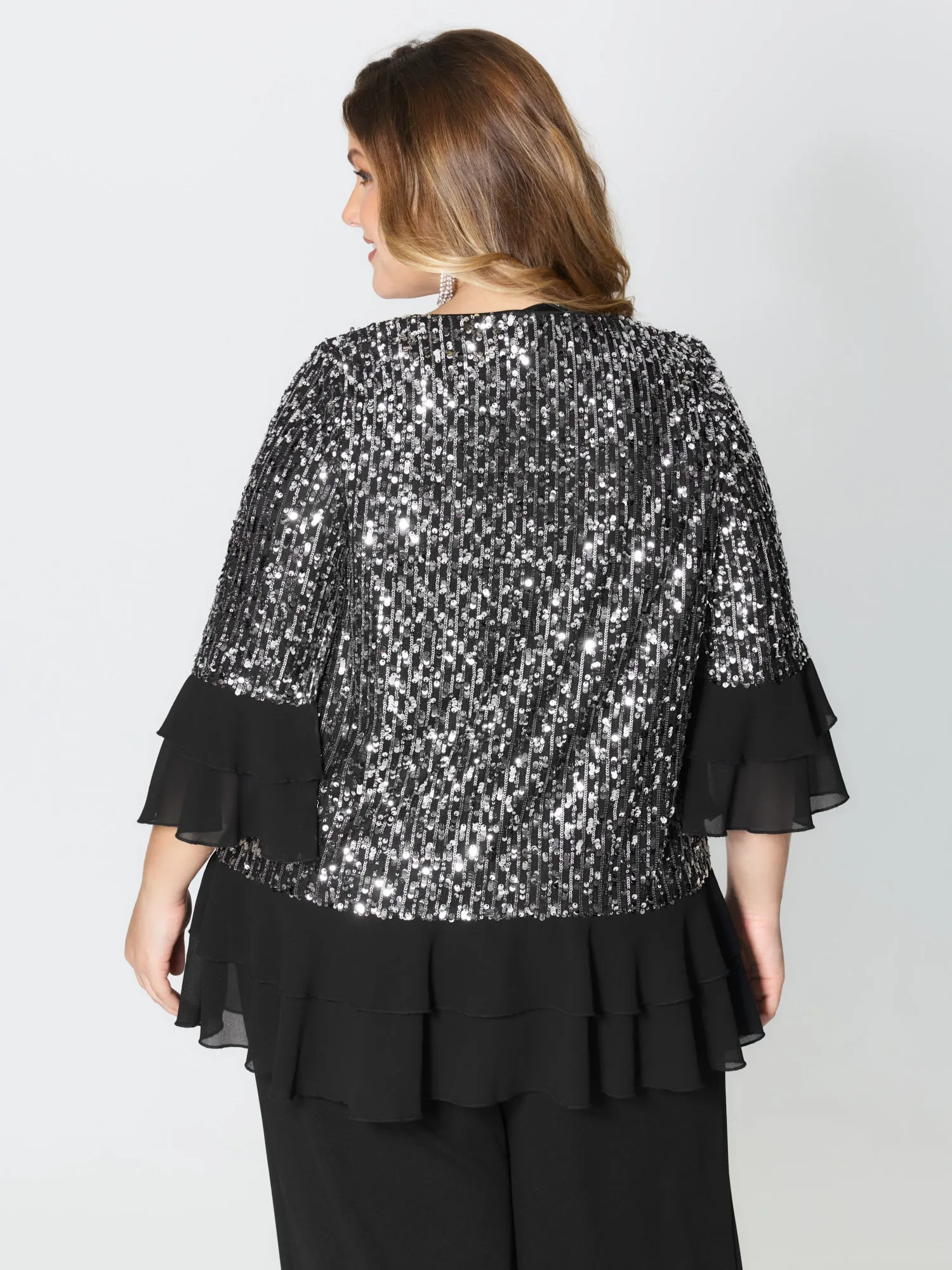 Sequin Layered Ruffled Sleeve Blouse sold by Bloomchic product image thumbnail 4