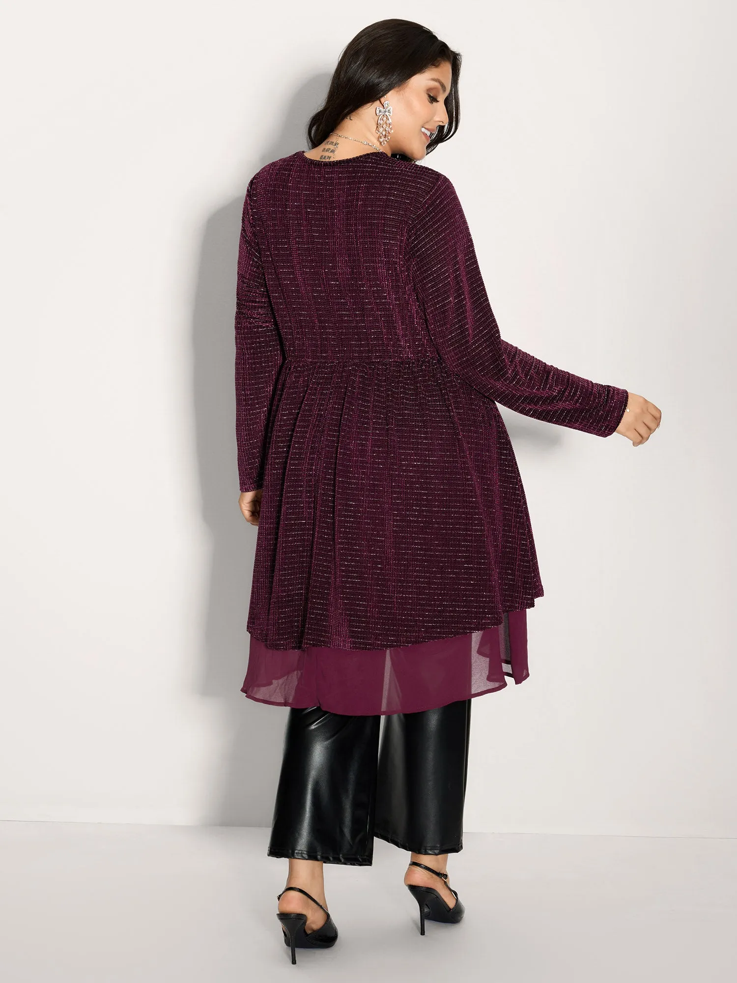 Textured Velvet Spliced Front-Tie Jacket sold by Bloomchic product image thumbnail 5