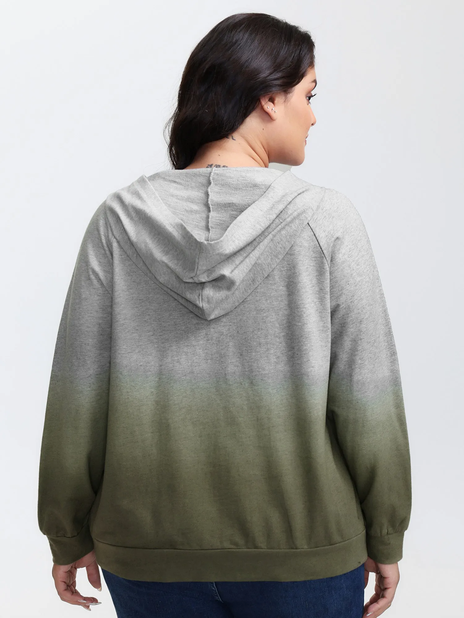 Cotton Dip-Dyeing Half-Zipper Hoodie sold by Bloomchic product image thumbnail 4