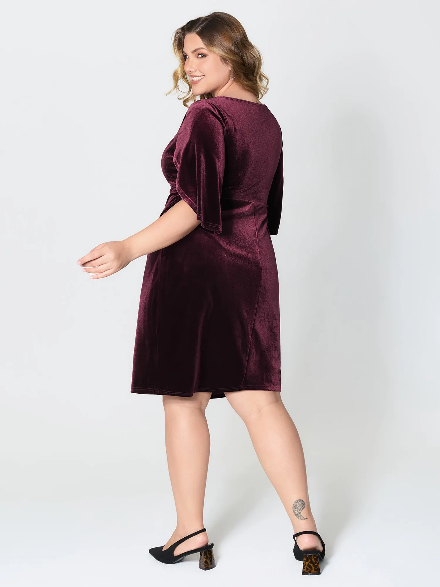 Petal Sleeve Pleated Waist-Defining Midi Dress sold by Bloomchic product image thumbnail 4