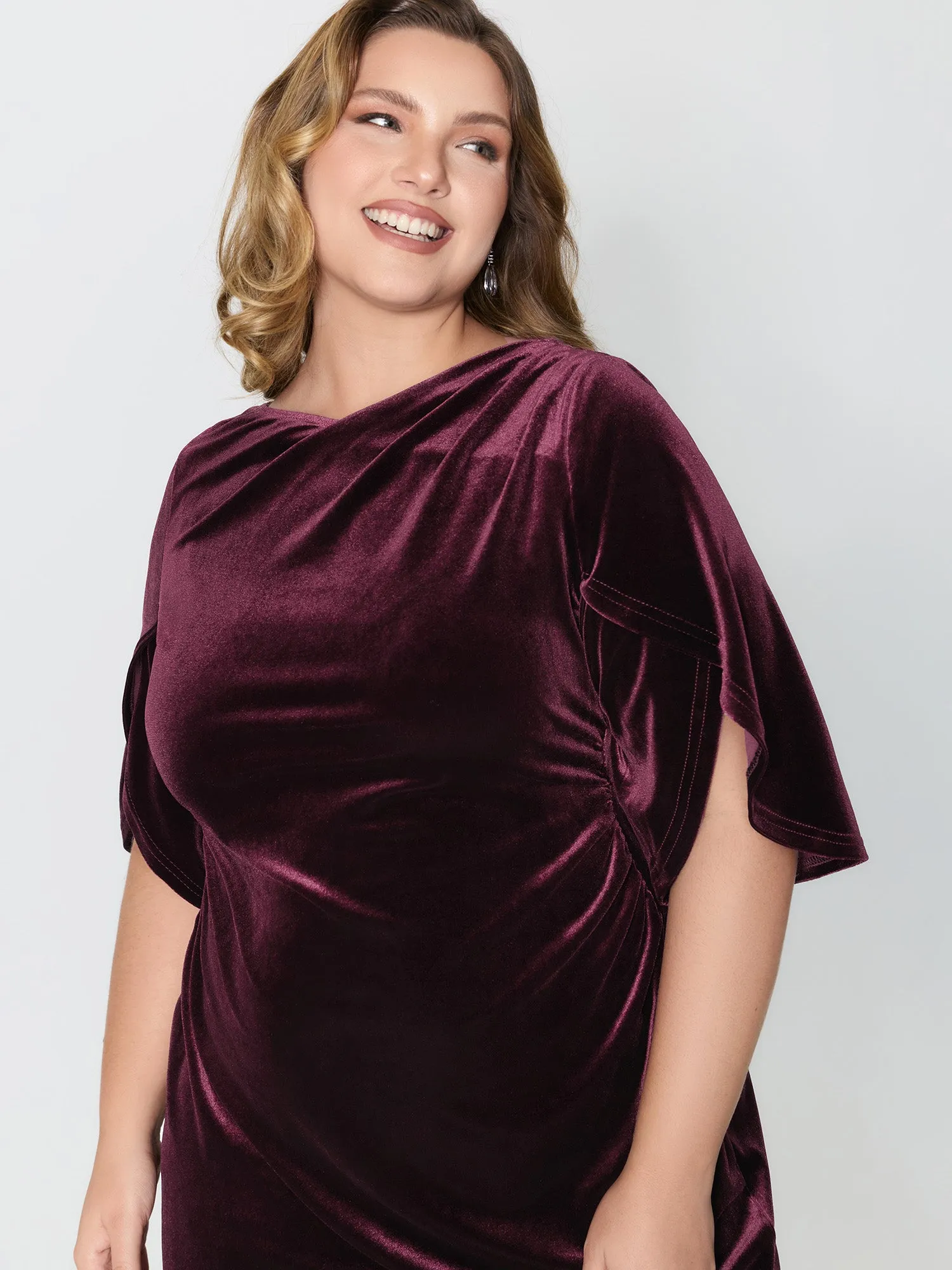 Petal Sleeve Pleated Waist-Defining Midi Dress sold by Bloomchic product image thumbnail 2