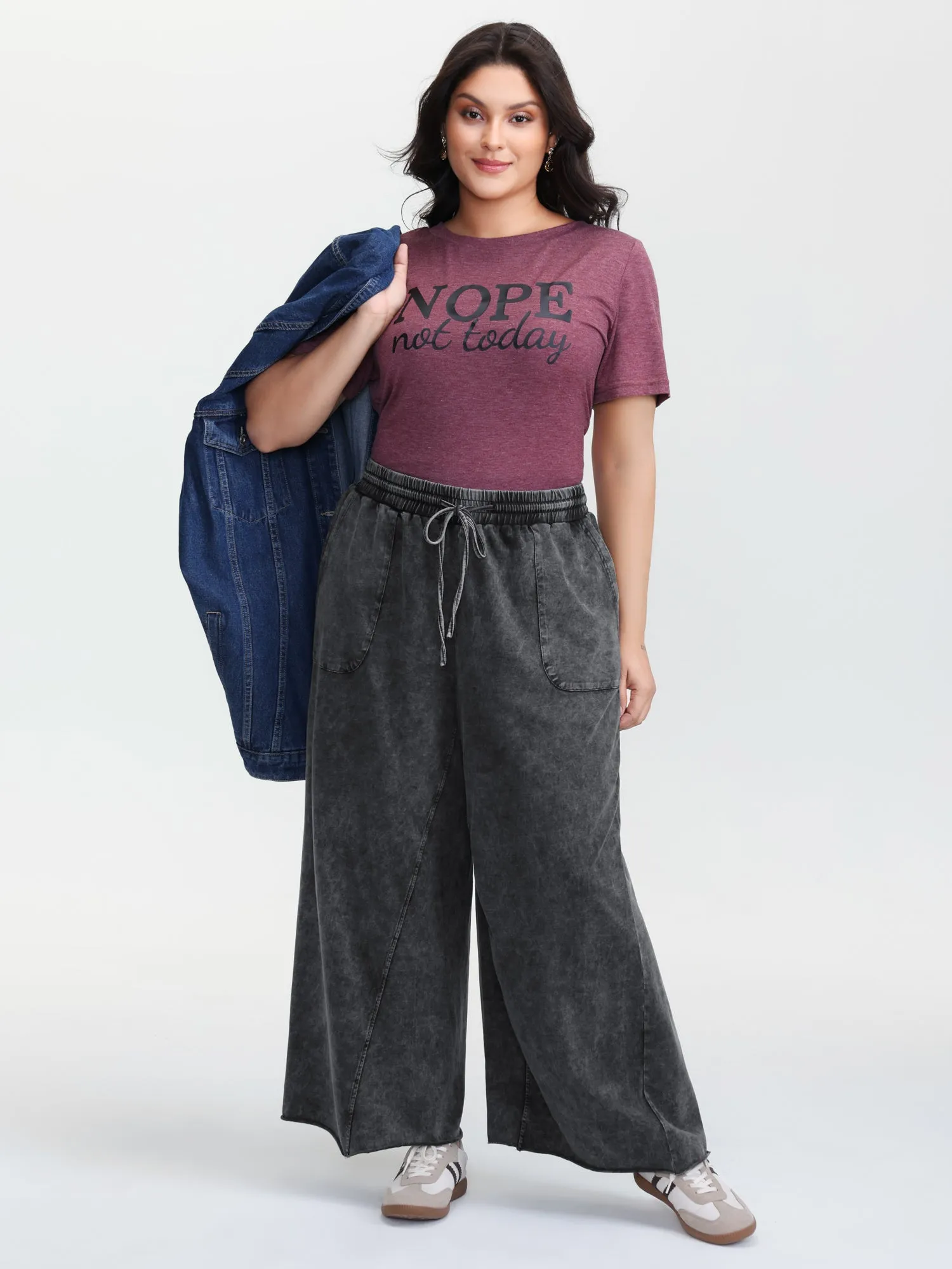 Vintage Washed Drawstring Wide Leg Pants sold by Bloomchic