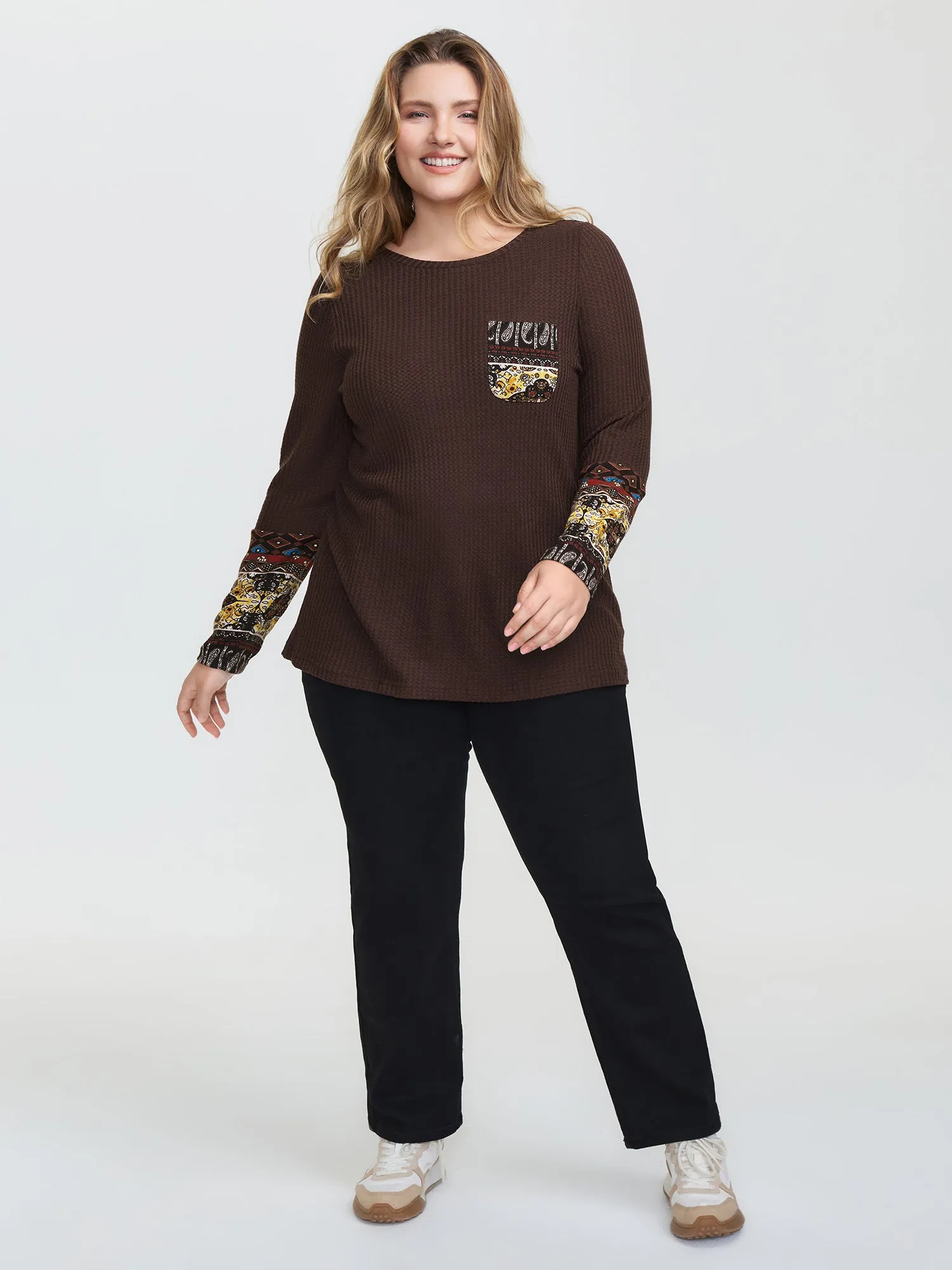 Floral Spliced Knit Textured T-Shirt sold by Bloomchic product image thumbnail 3