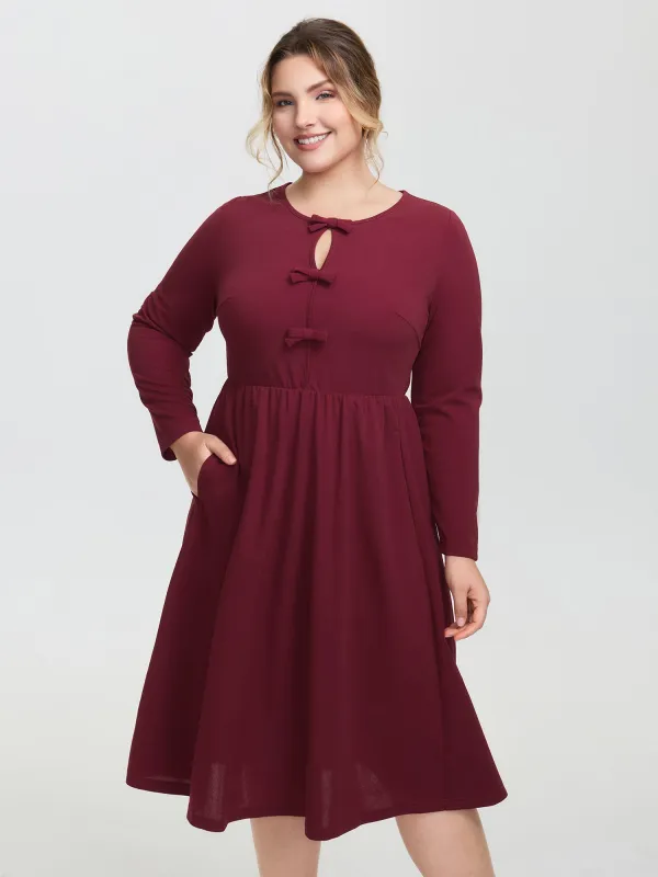 Bowknot Detail Pockets Knit Midi Dress sold by Bloomchic