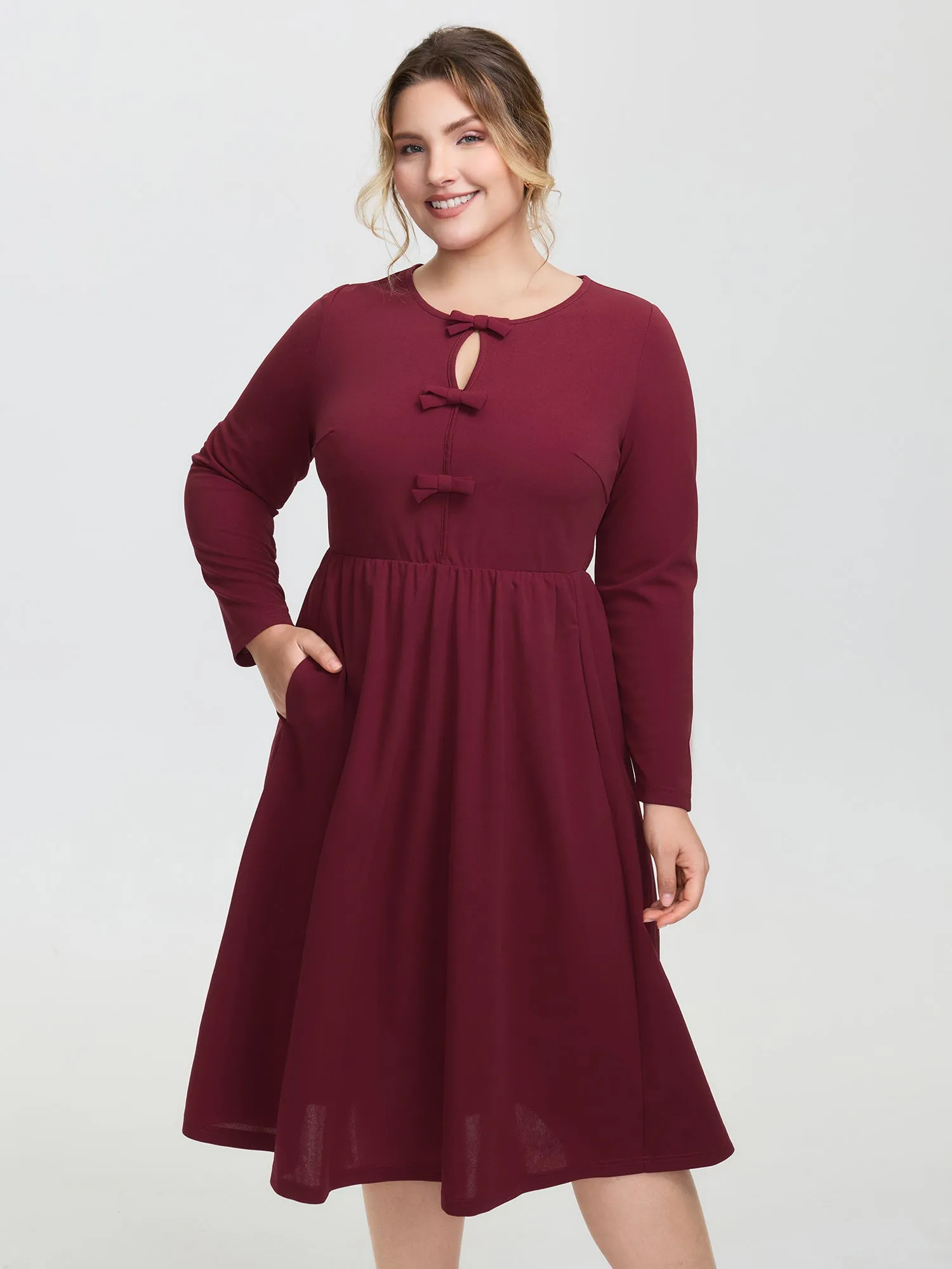 Bowknot Detail Pockets Knit Midi Dress sold by Bloomchic