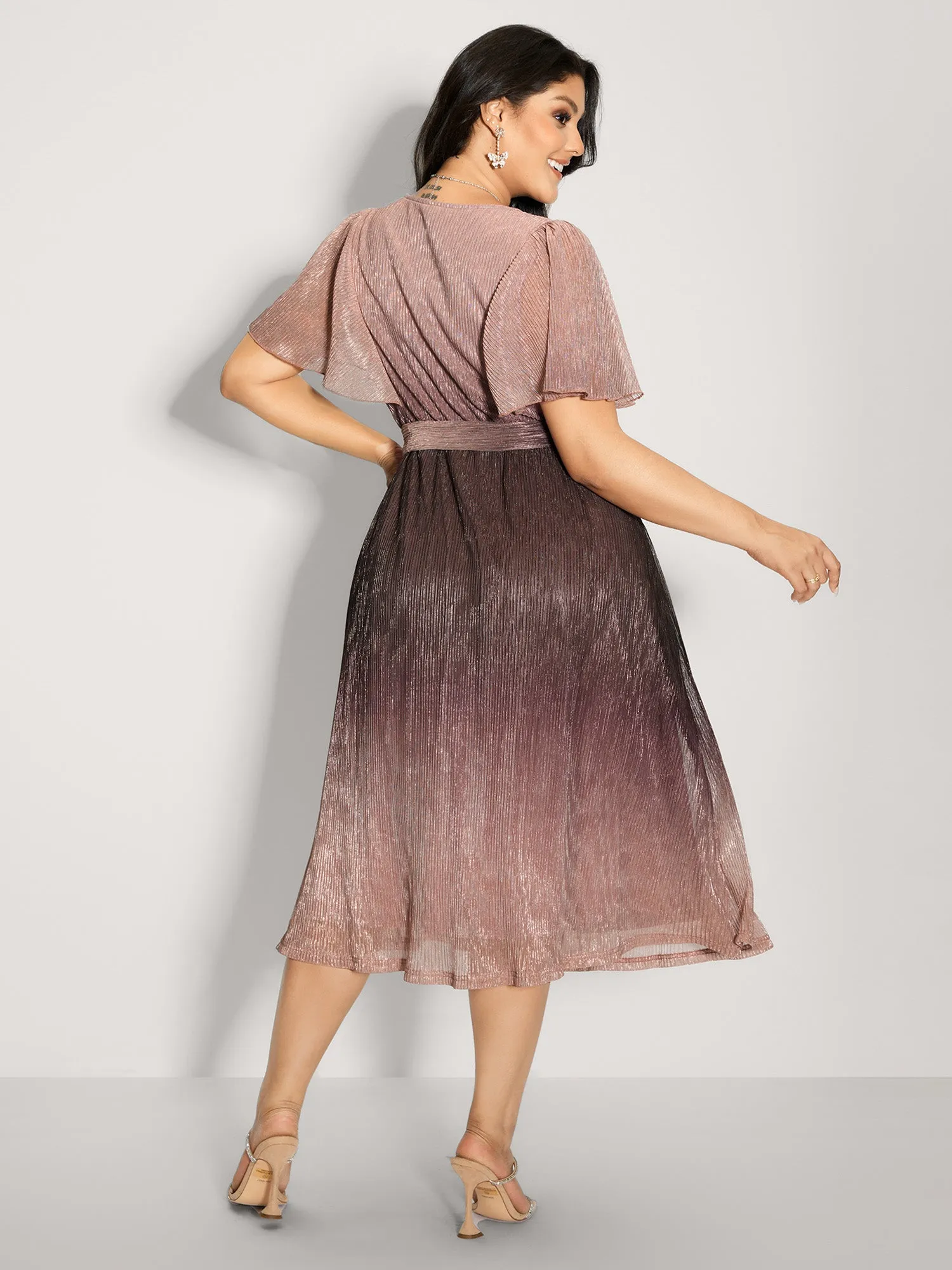 Color Gradient Pockets Belted Midi Dress sold by Bloomchic product image thumbnail 4