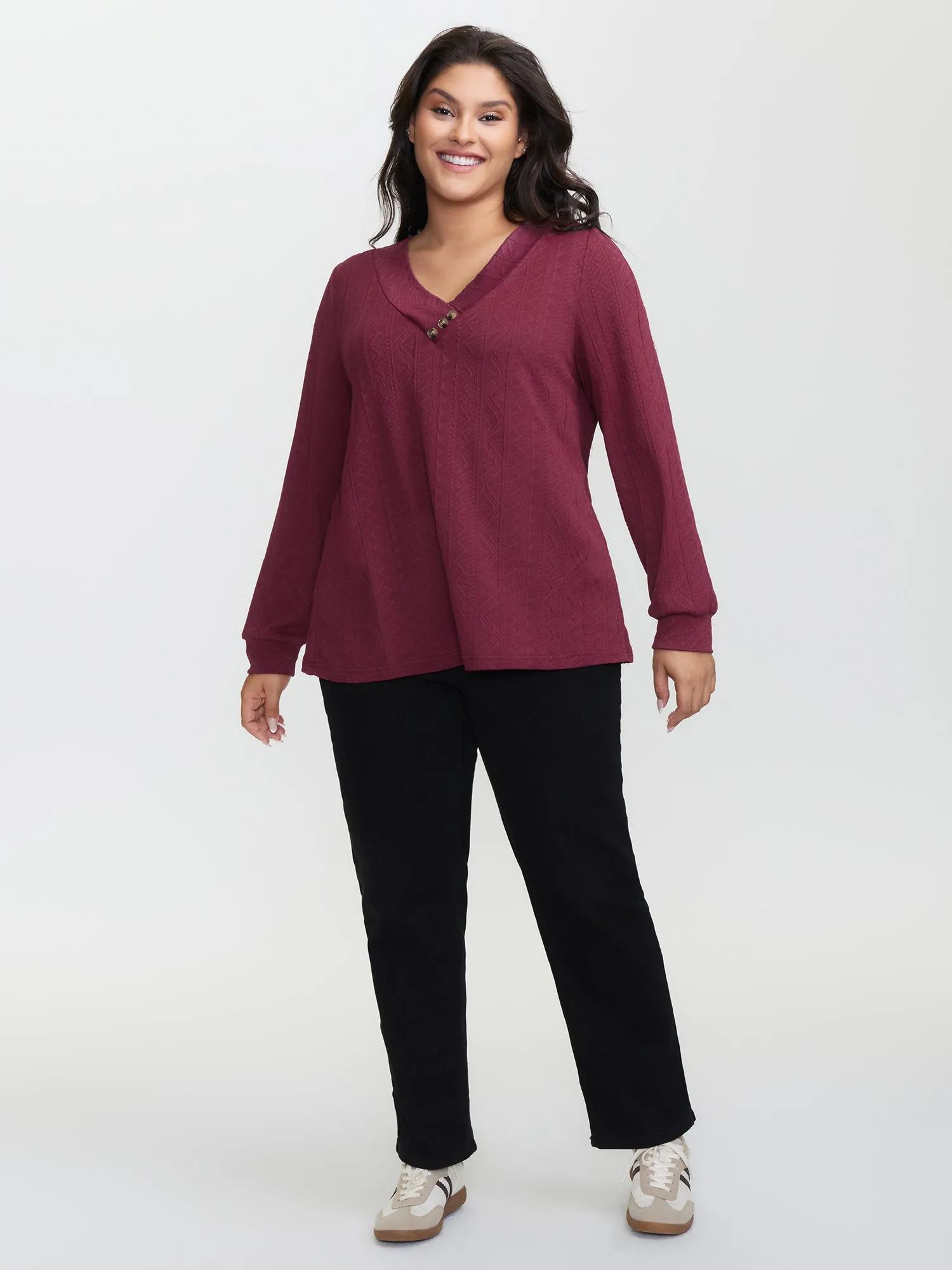 Textured Stretchy Buttons T-Shirt sold by Bloomchic product image thumbnail 3