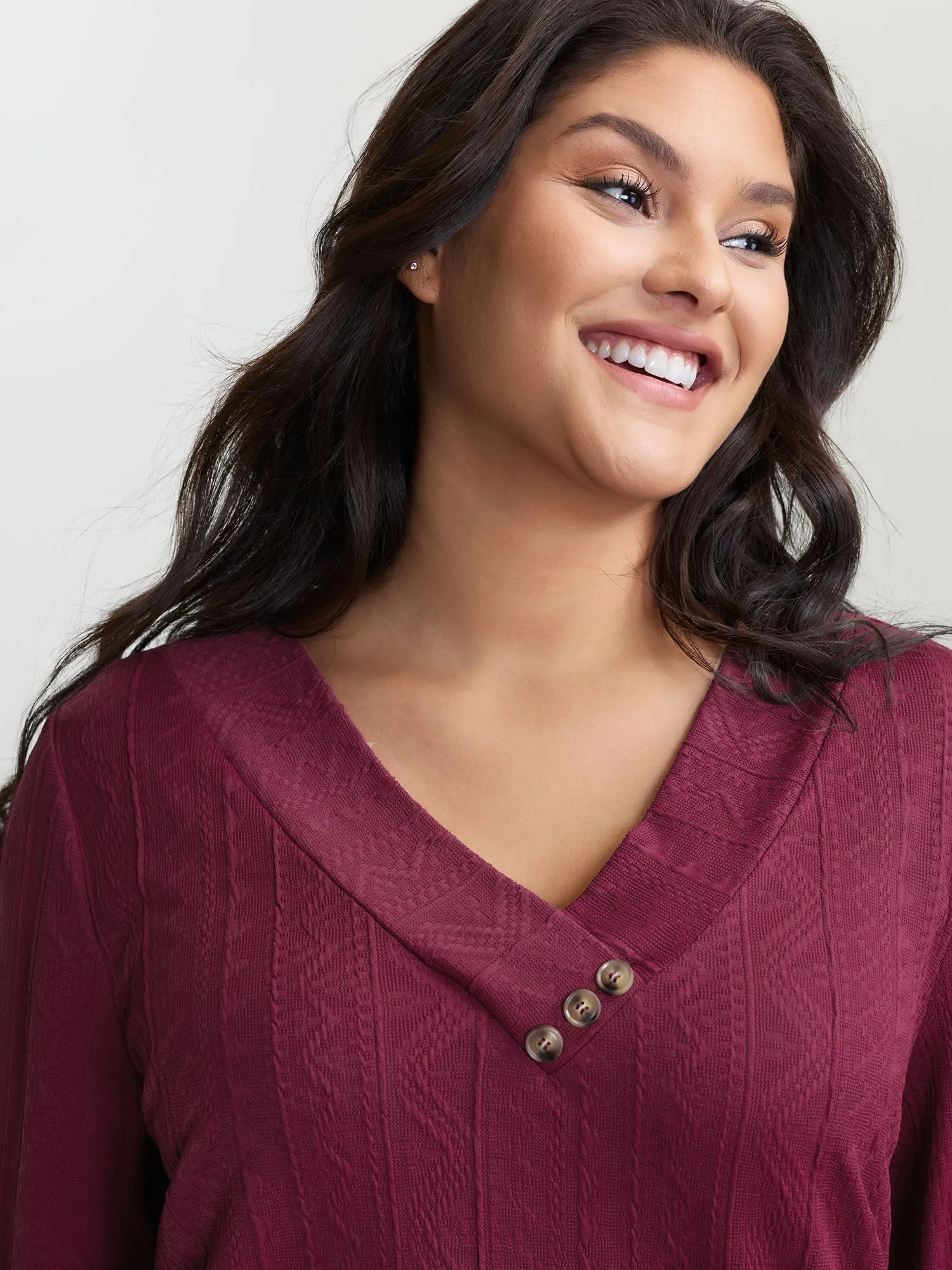 Textured Stretchy Buttons T-Shirt sold by Bloomchic product image thumbnail 2