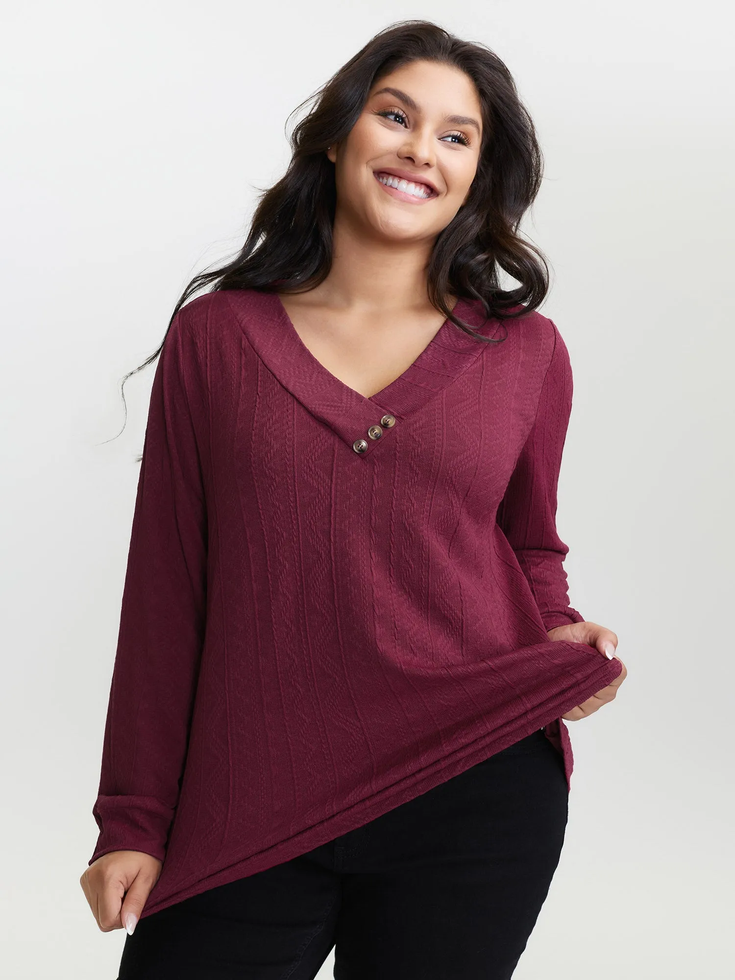 Textured Stretchy Buttons T-Shirt sold by Bloomchic product image thumbnail 4