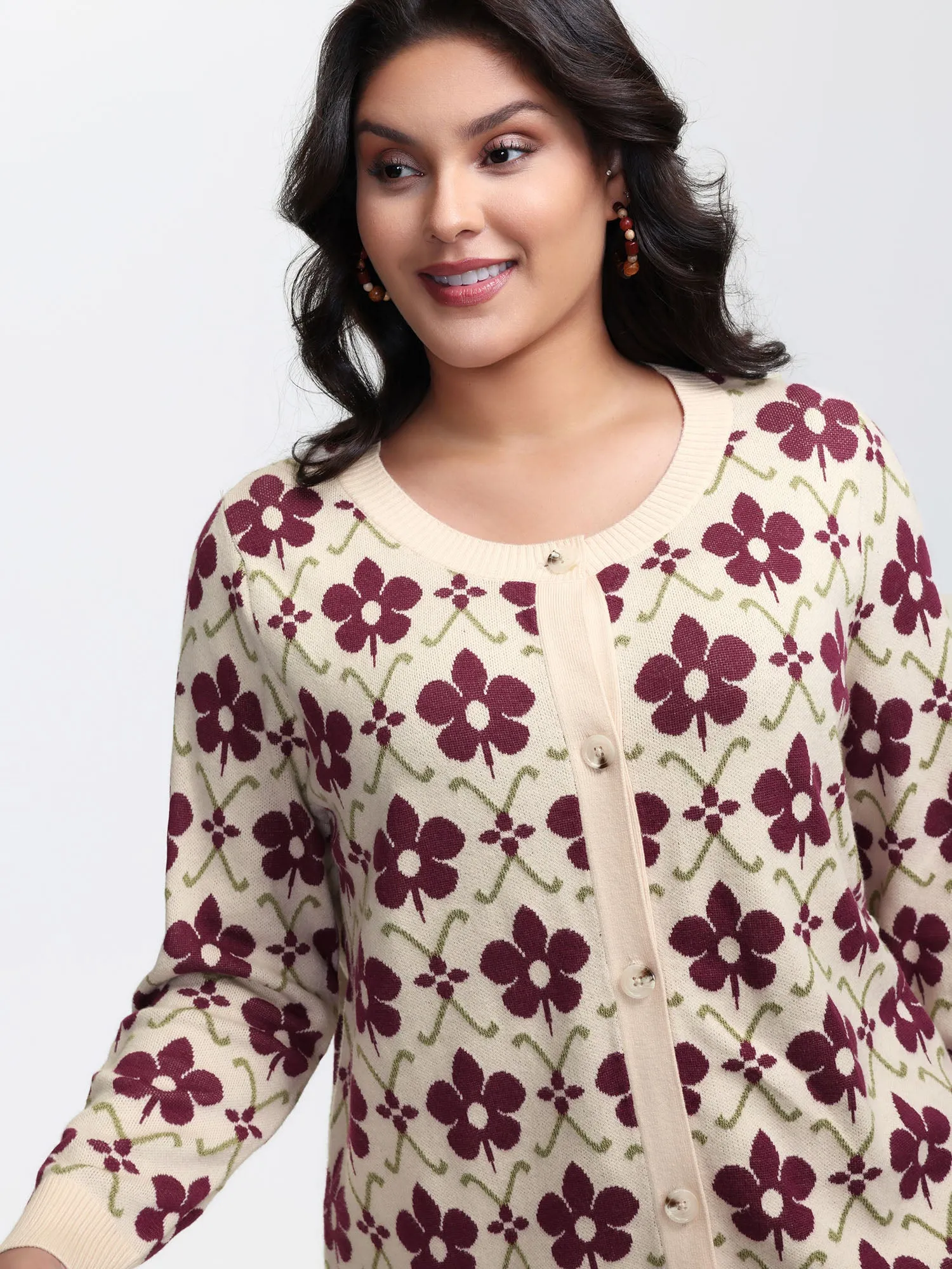 Floral Jacquard Button Knit Cardigan sold by Bloomchic