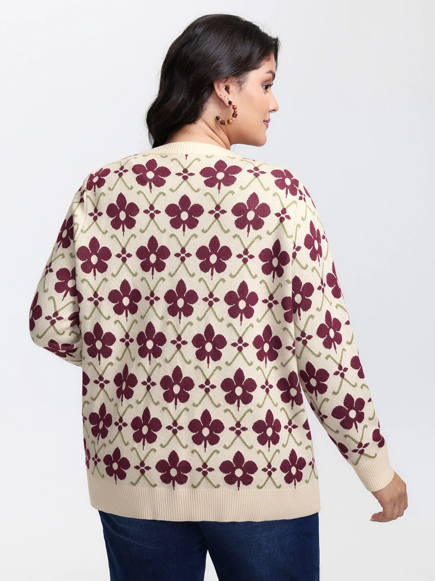 Floral Jacquard Button Knit Cardigan sold by Bloomchic product image thumbnail 5