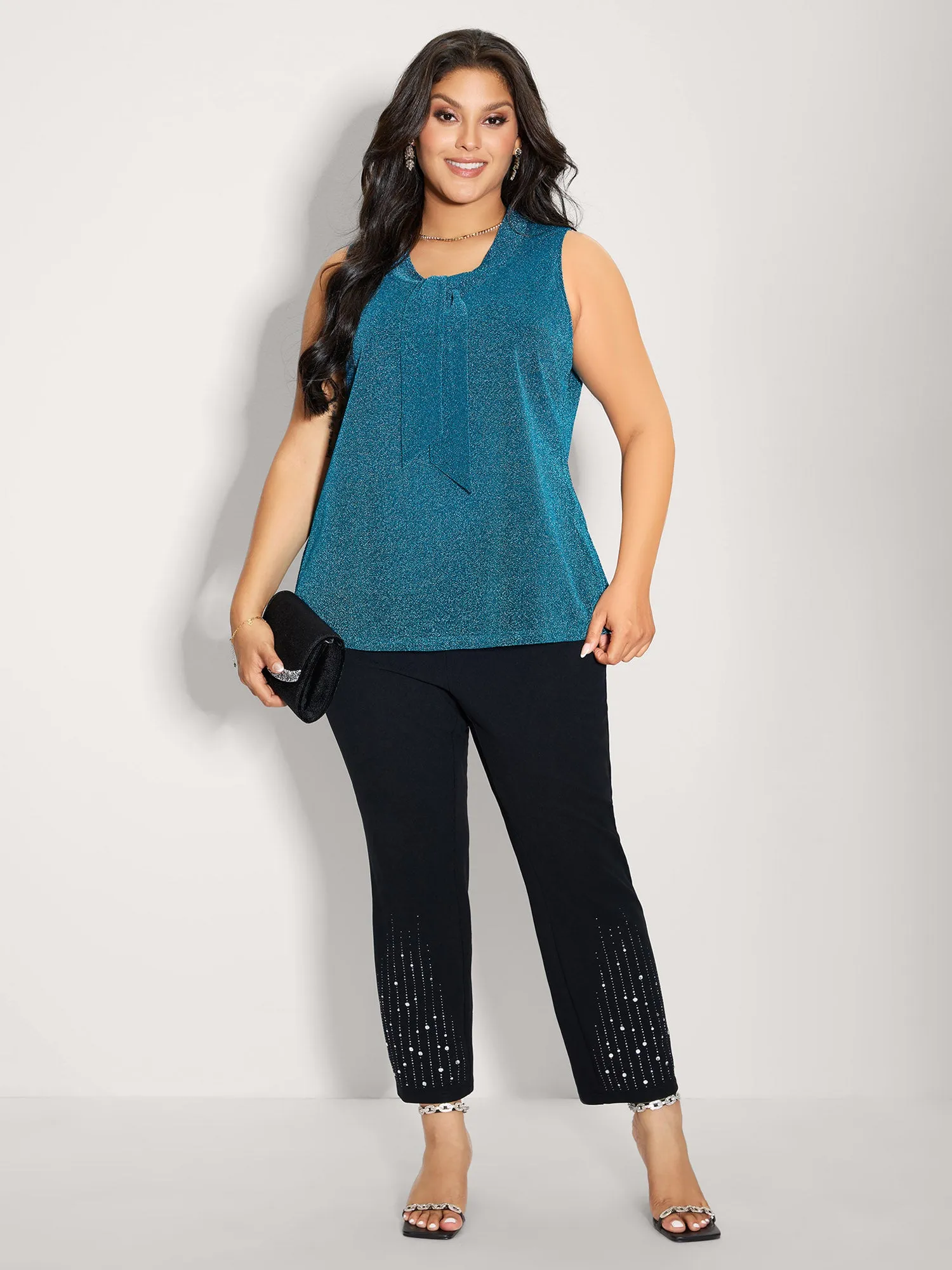 Lurex Butterfly Knot Collar Lined Tank Top sold by Bloomchic product image thumbnail 3