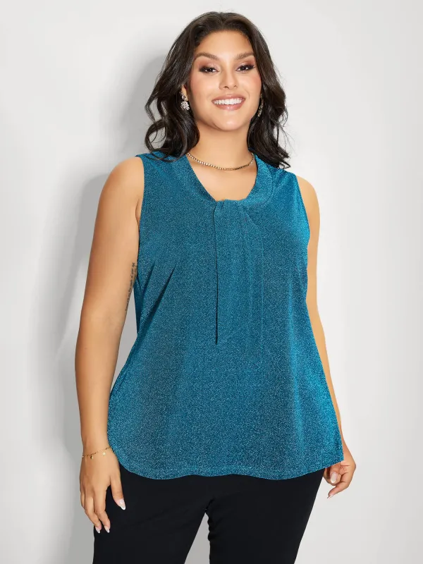 Lurex Butterfly Knot Collar Lined Tank Top sold by Bloomchic