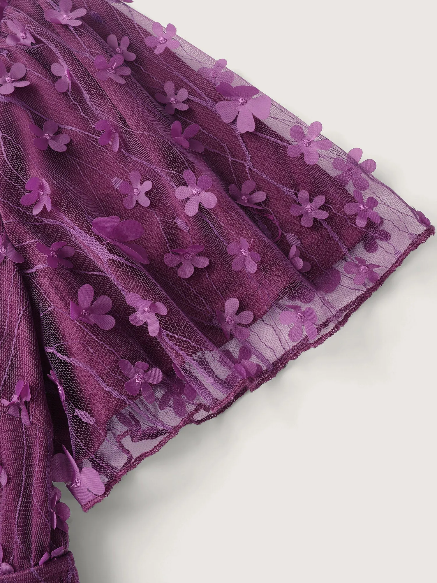 3D Floral Mesh Notched Neckline Midi Dress sold by Bloomchic product image thumbnail 5