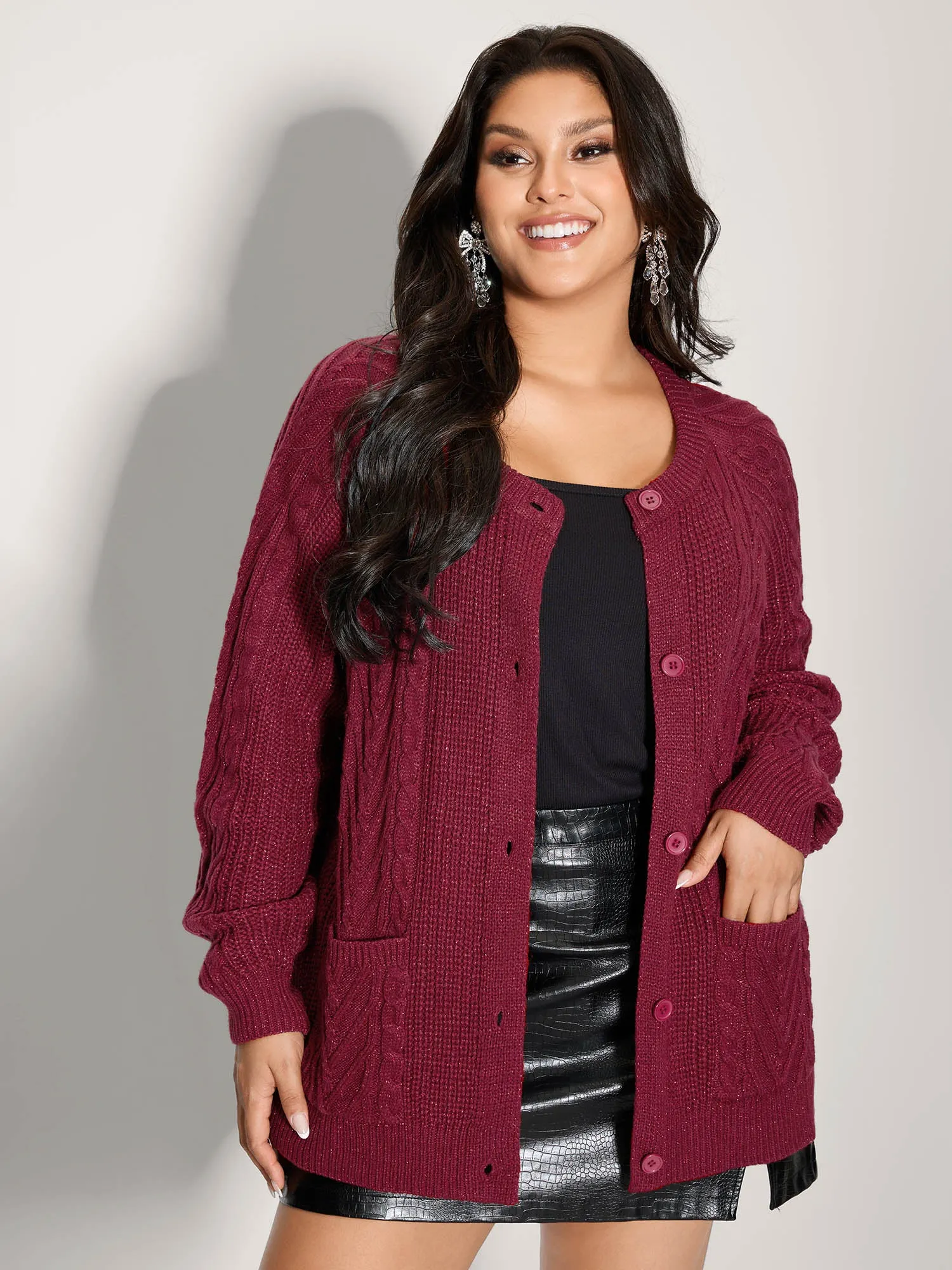 Lurex Twist Button Knit Cardigan sold by Bloomchic