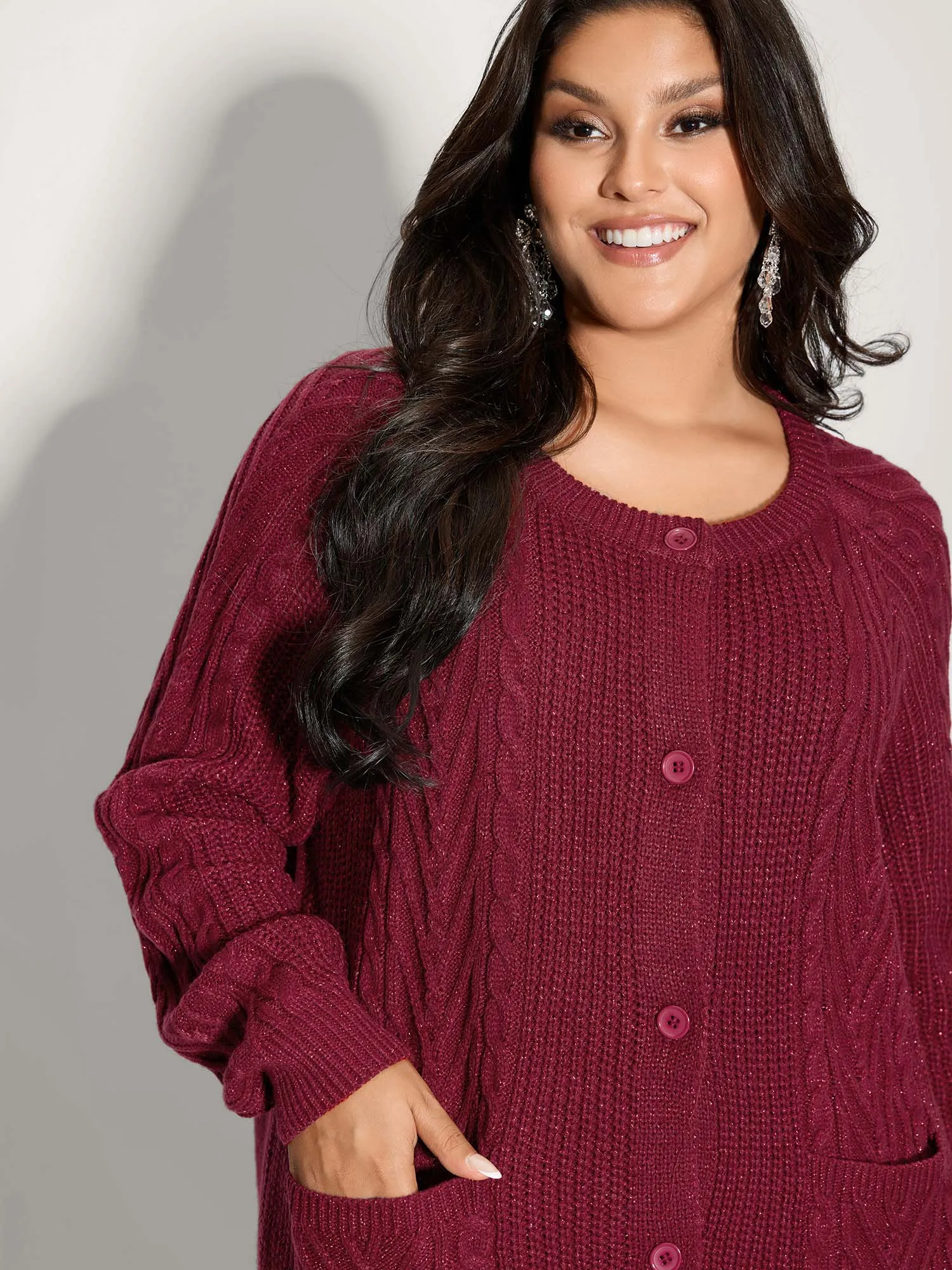 Lurex Twist Button Knit Cardigan sold by Bloomchic product image thumbnail 2