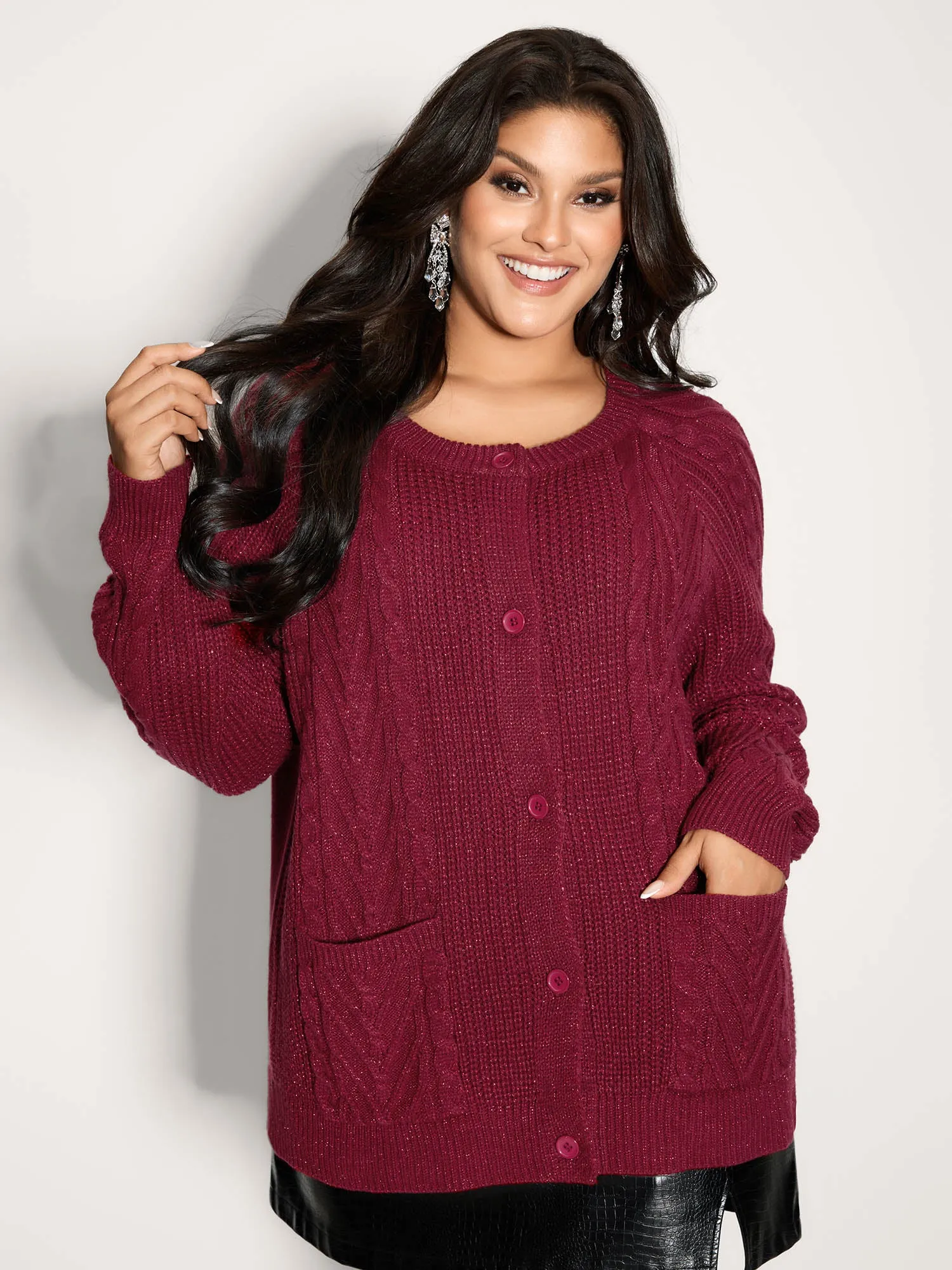 Lurex Twist Button Knit Cardigan sold by Bloomchic product image thumbnail 4