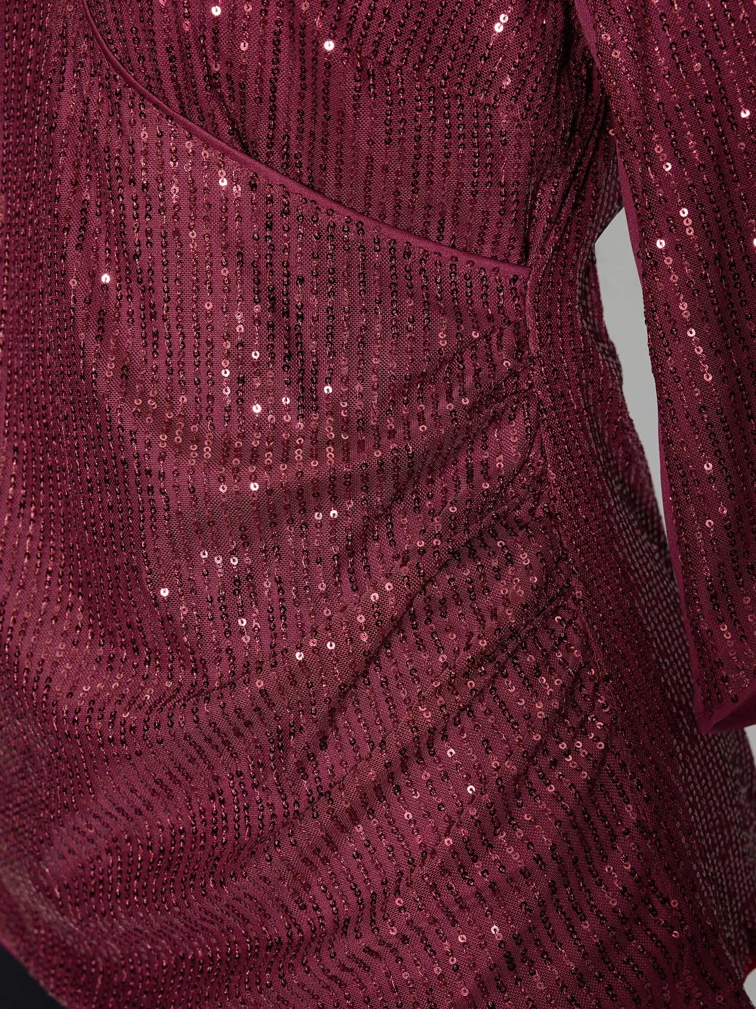 Shimmery Sequin Gathered Flared Sleeve Blouse sold by Bloomchic product image thumbnail 2