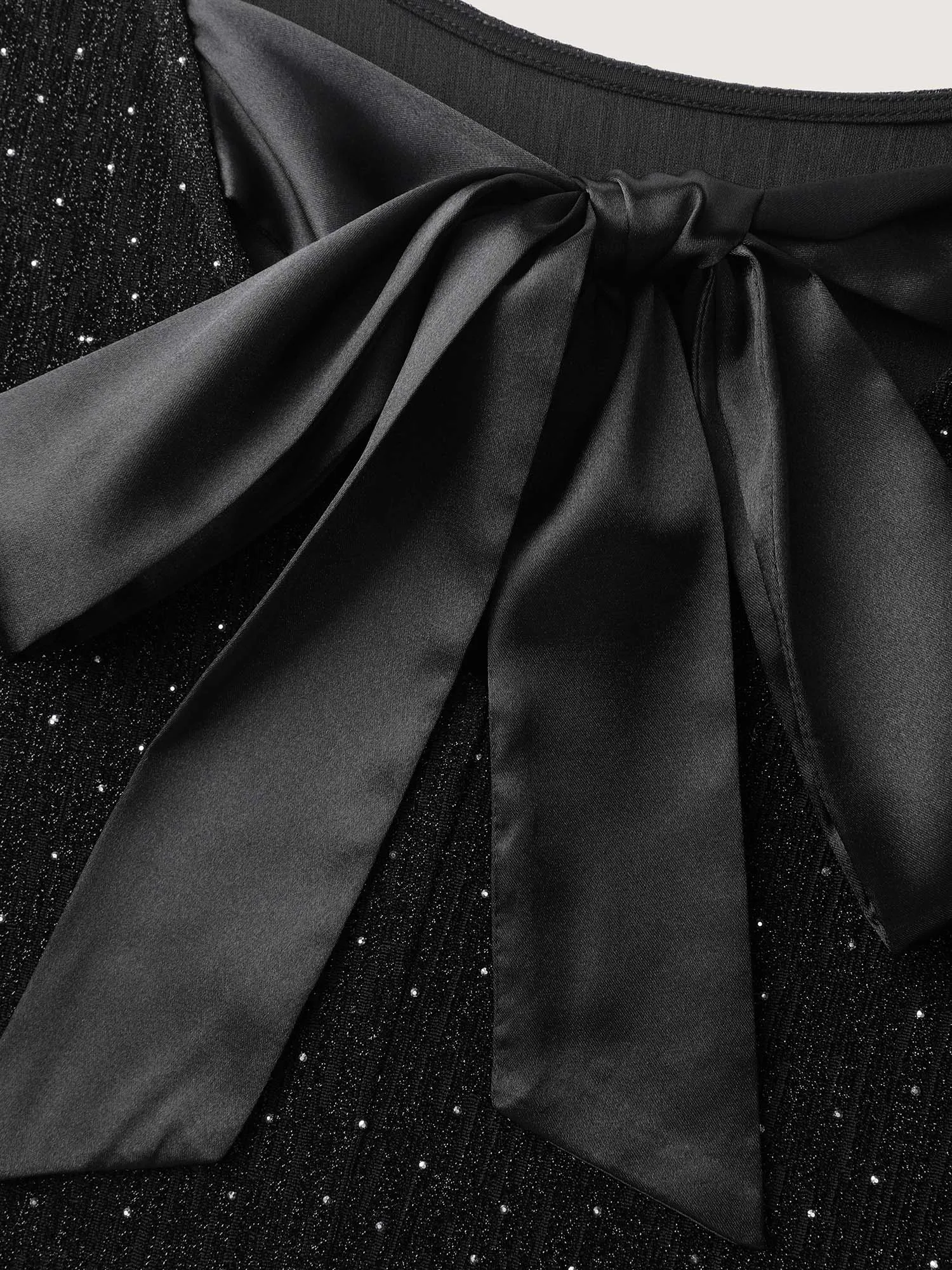 Metallic Detail Shimmery Back Bow Midi Dress sold by Bloomchic product image thumbnail 5