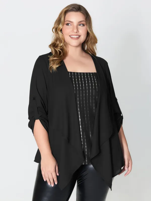 Shiny Silk Two-Piece Ruffled Blouse sold by Bloomchic