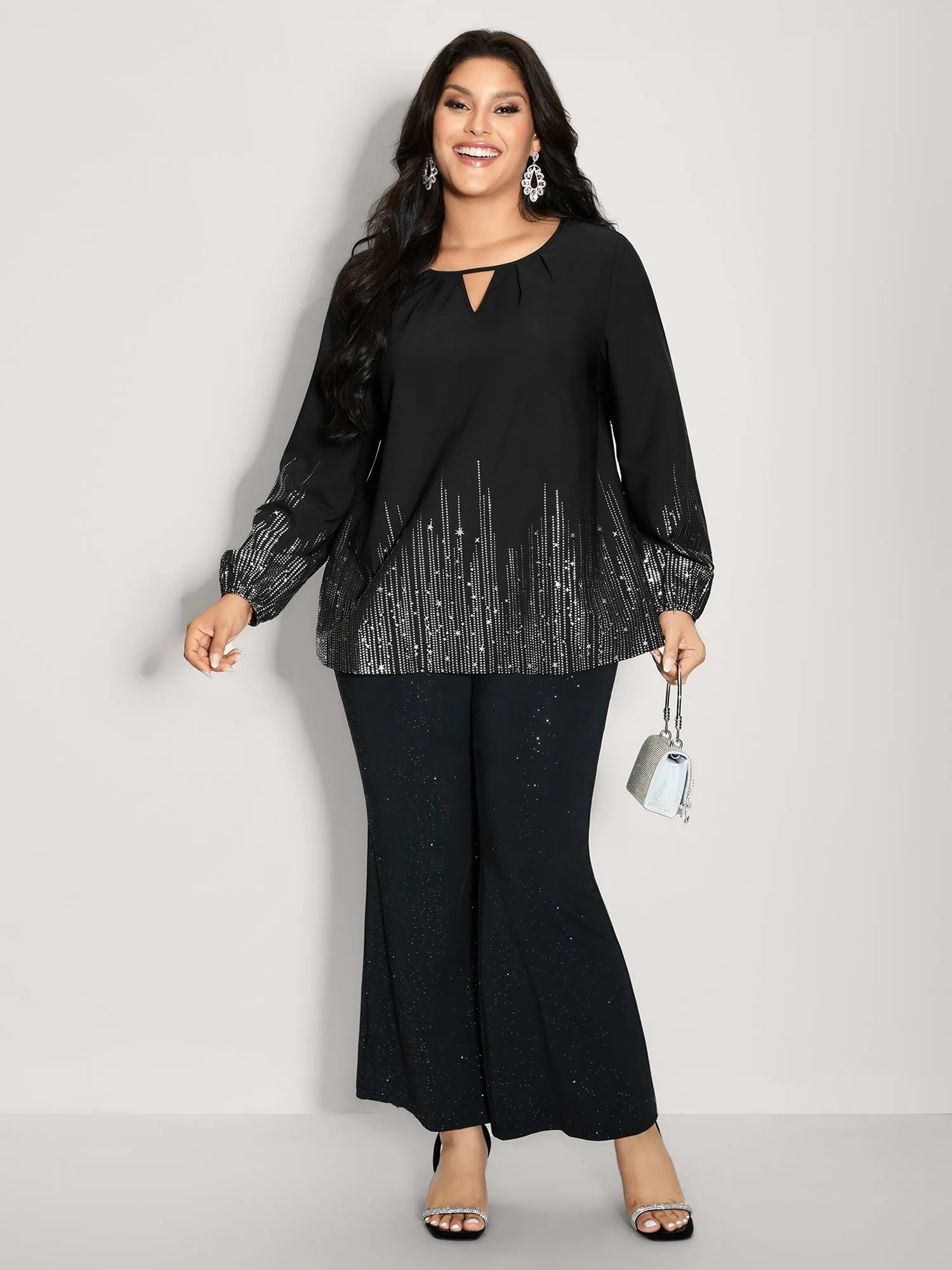 Shimmery Cut-Out Neck Blouse sold by Bloomchic product image thumbnail 3