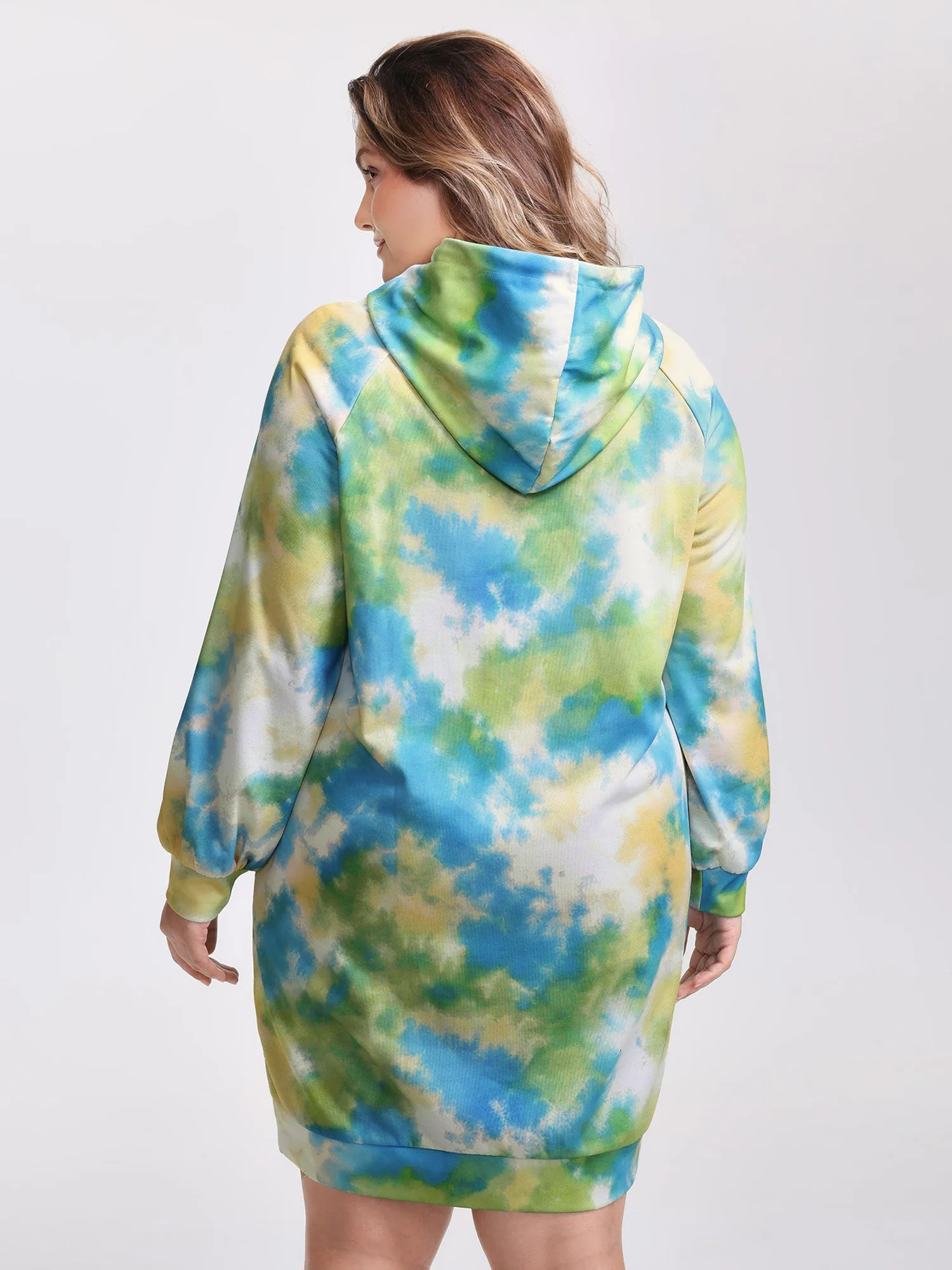 Tie-Dye Pockets Hooded Knee Dress sold by Bloomchic product image thumbnail 5