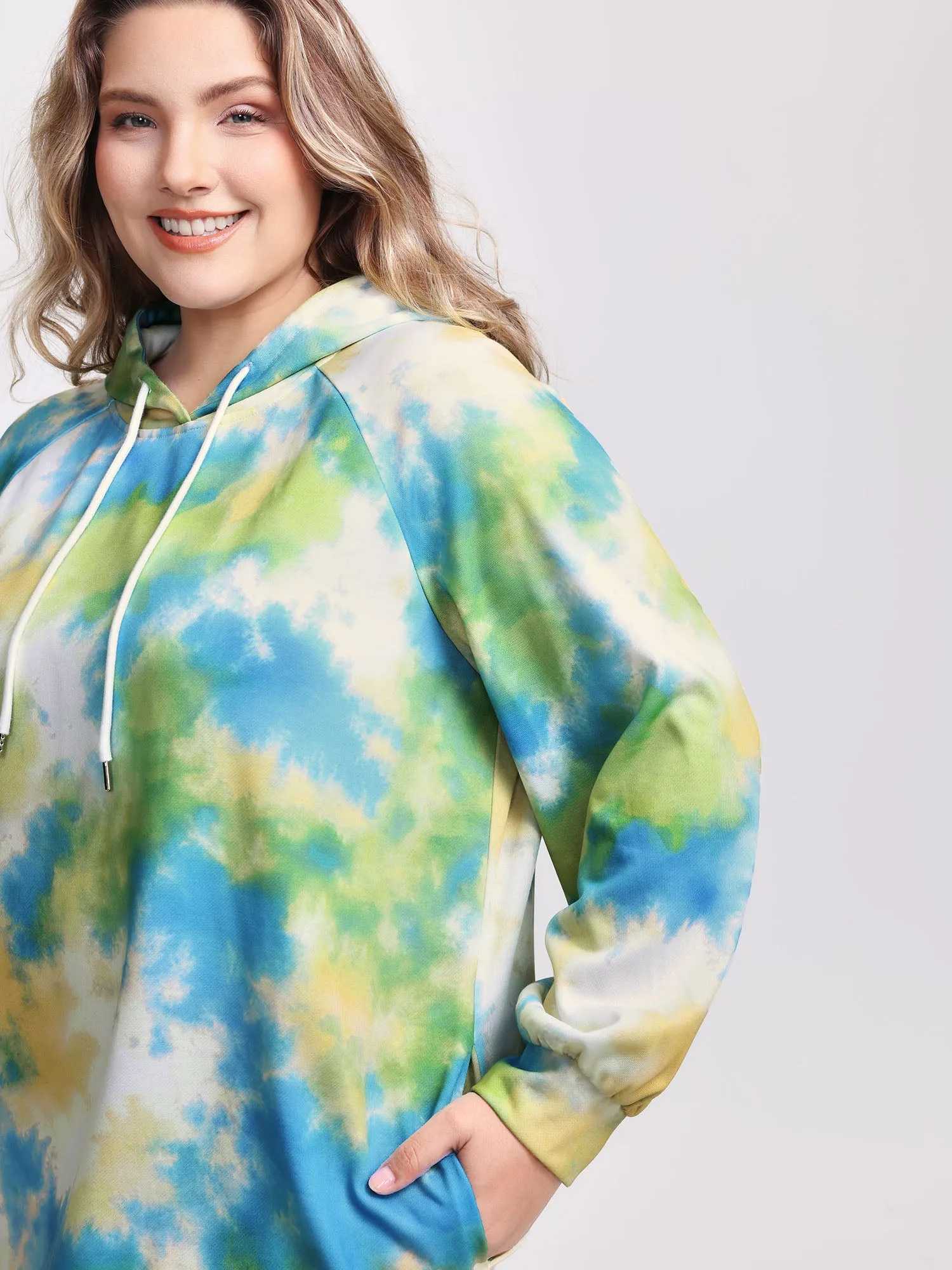 Tie-Dye Pockets Hooded Knee Dress sold by Bloomchic product image thumbnail 4