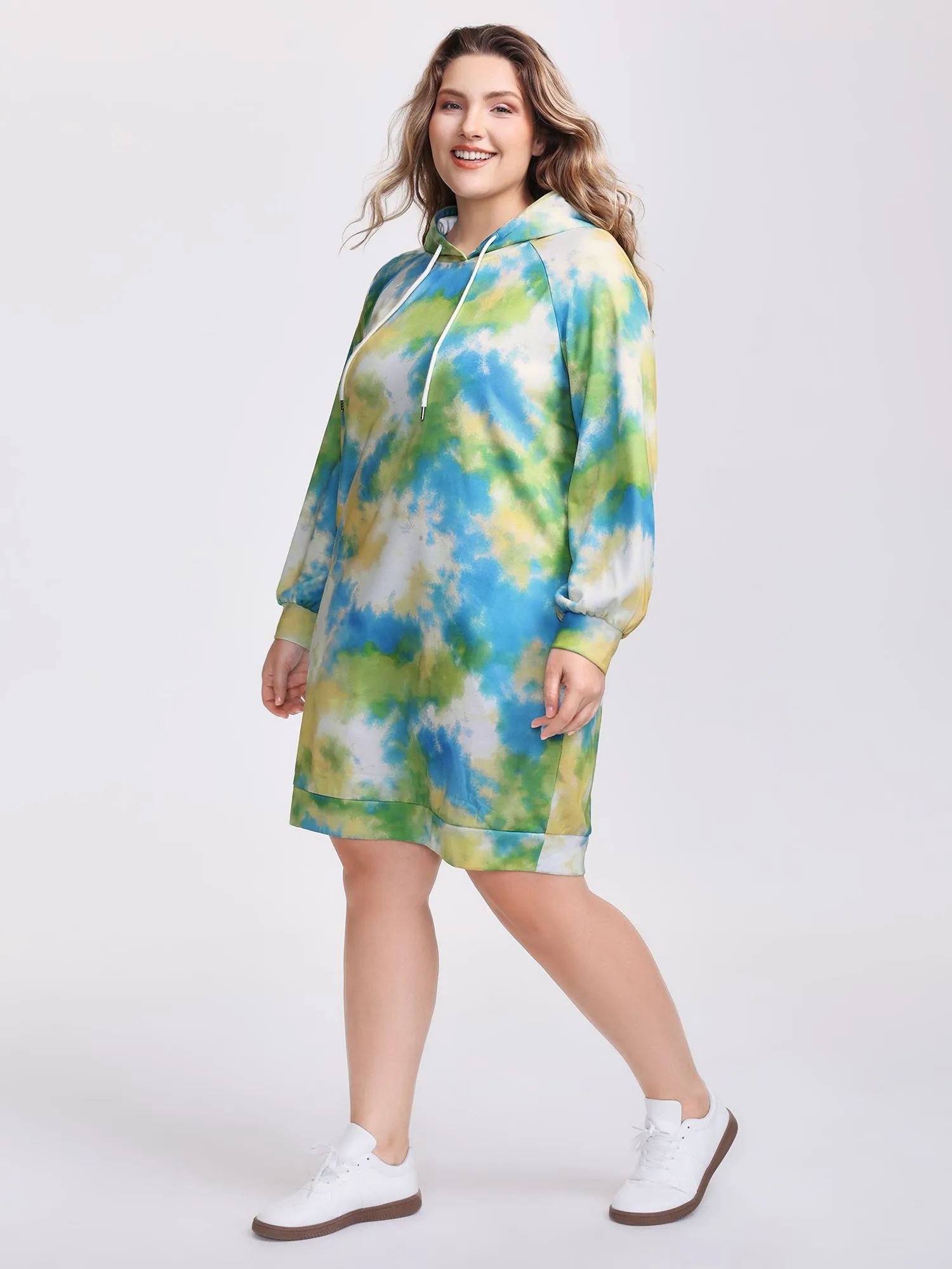 Tie-Dye Pockets Hooded Knee Dress sold by Bloomchic product image thumbnail 3