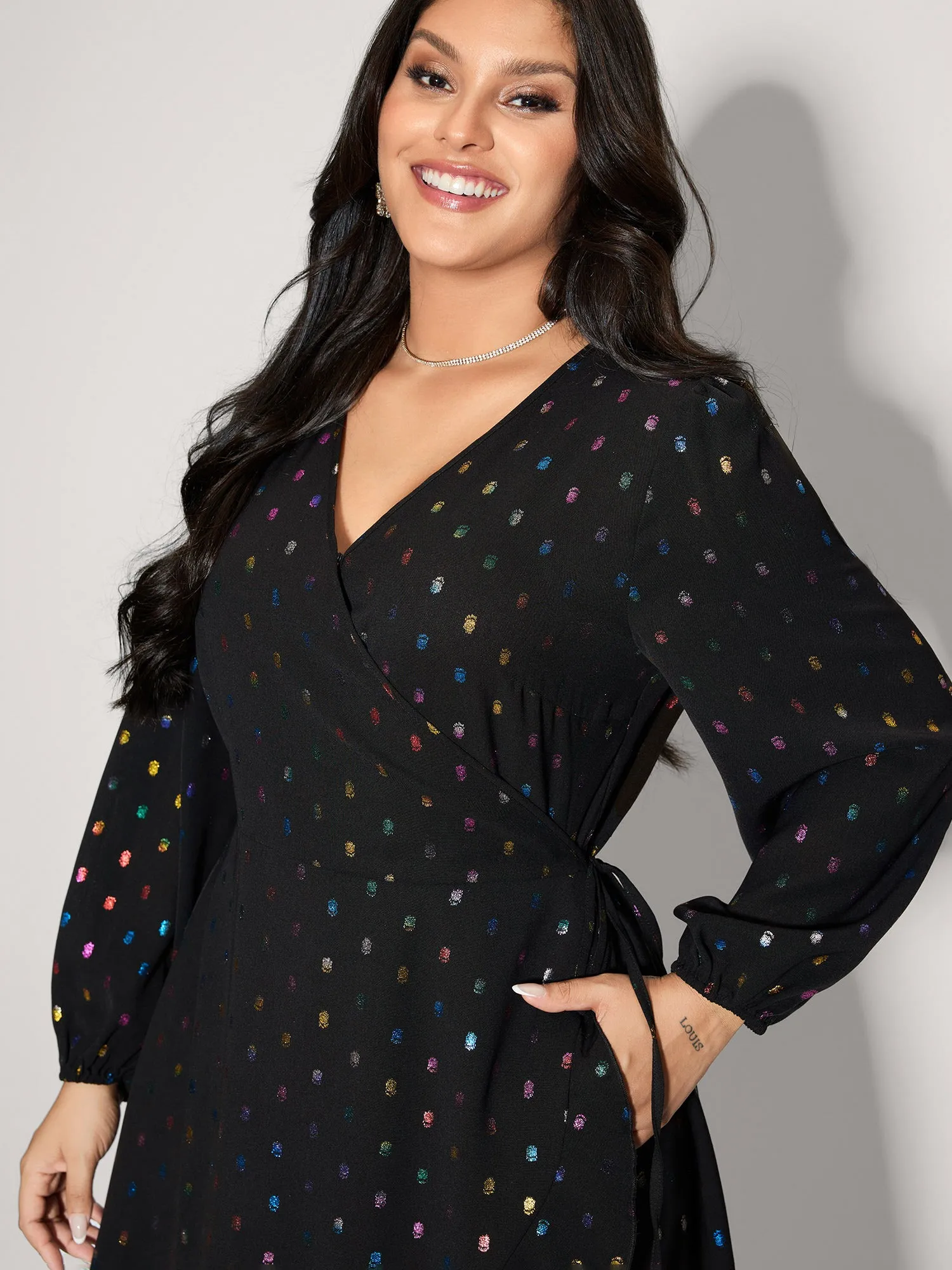 Colorful Shimmery Polka Dots Midi Dress sold by Bloomchic product image thumbnail 2