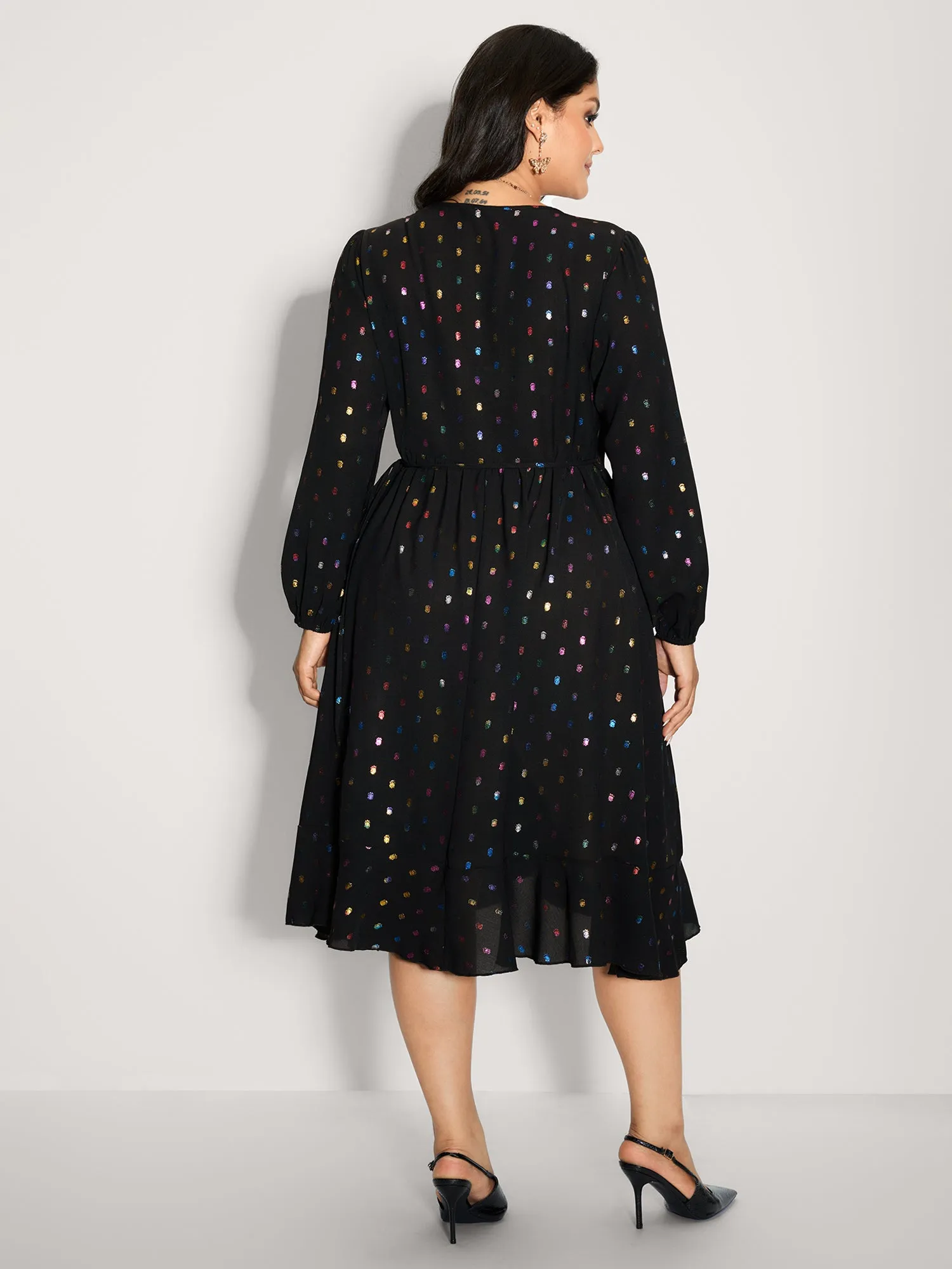 Colorful Shimmery Polka Dots Midi Dress sold by Bloomchic product image thumbnail 5