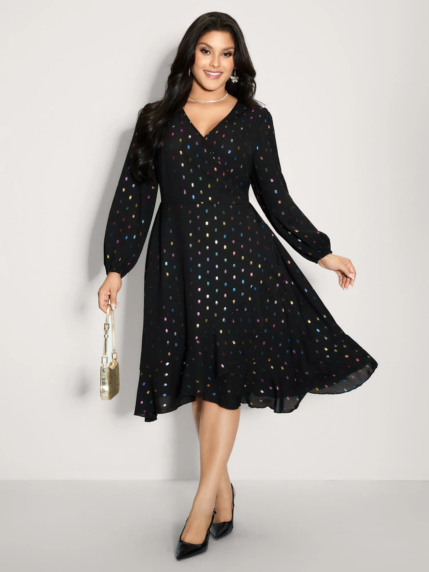 Colorful Shimmery Polka Dots Midi Dress sold by Bloomchic product image thumbnail 3