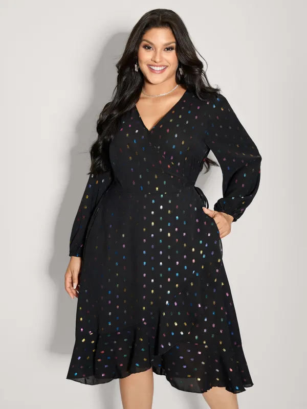 Colorful Shimmery Polka Dots Midi Dress sold by Bloomchic
