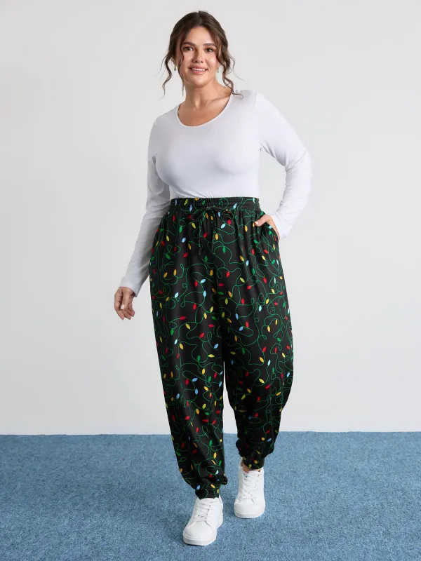 Colorful Lights Pattern Stretchy-Fit Pants sold by Bloomchic