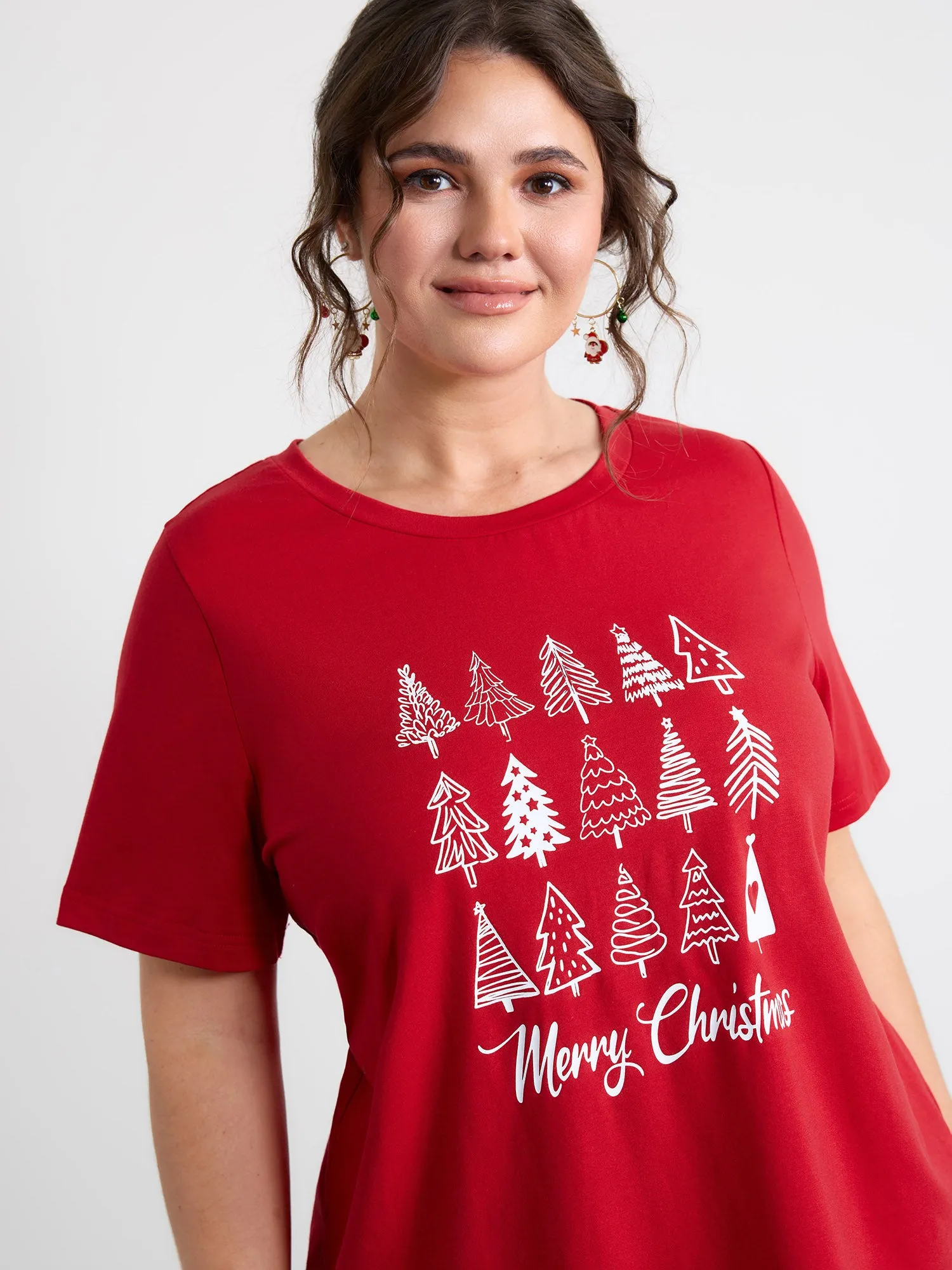 Cozy Christmas Print Round Neck T-Shirt sold by Bloomchic product image thumbnail 3