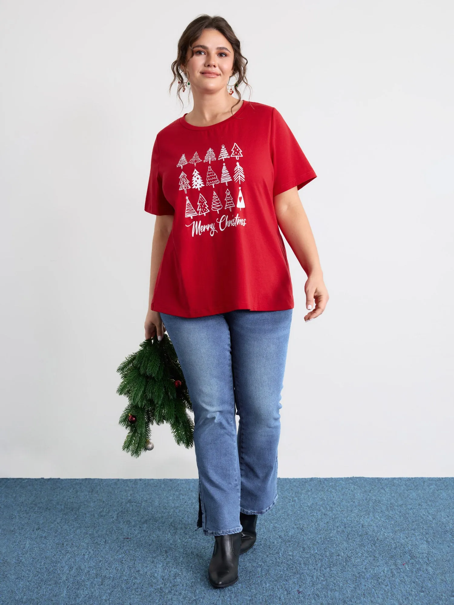 Cozy Christmas Print Round Neck T-Shirt sold by Bloomchic product image thumbnail 2