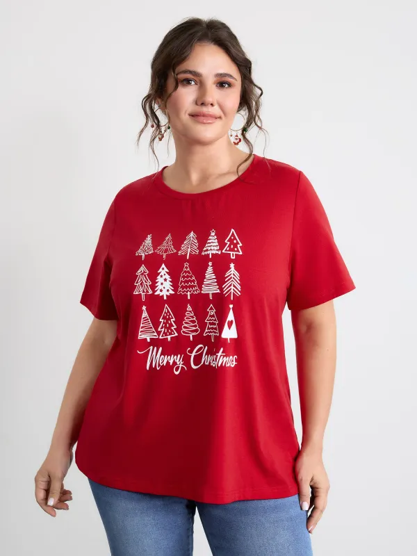 Cozy Christmas Print Round Neck T-Shirt sold by Bloomchic