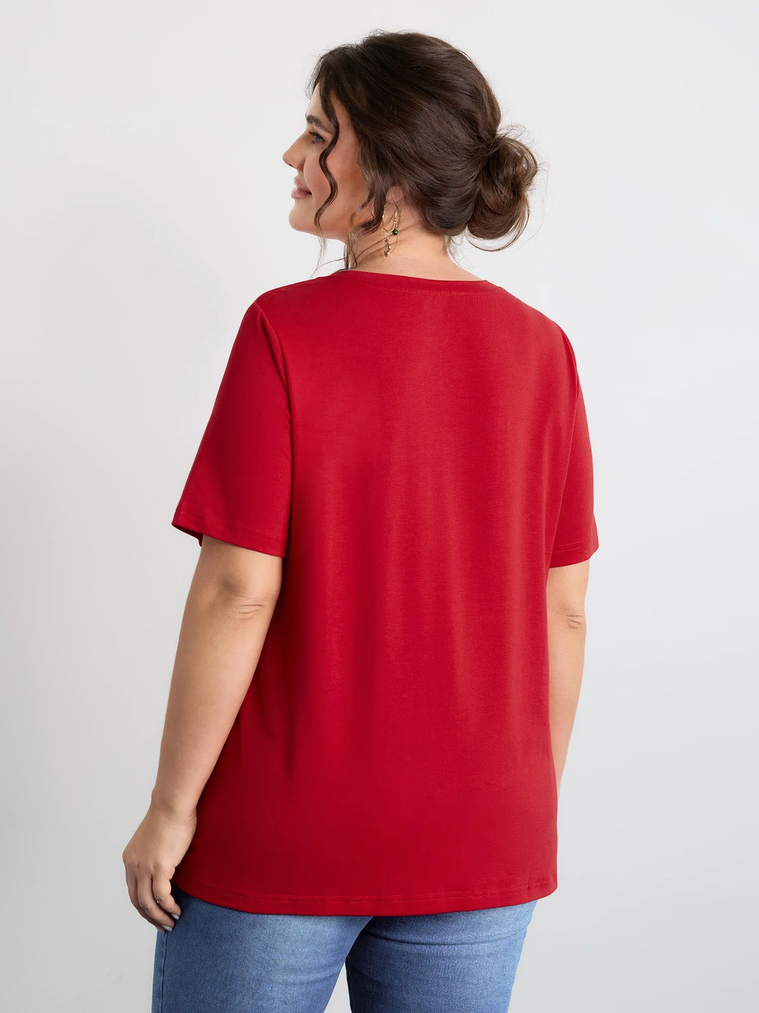 Cozy Christmas Print Round Neck T-Shirt sold by Bloomchic product image thumbnail 4