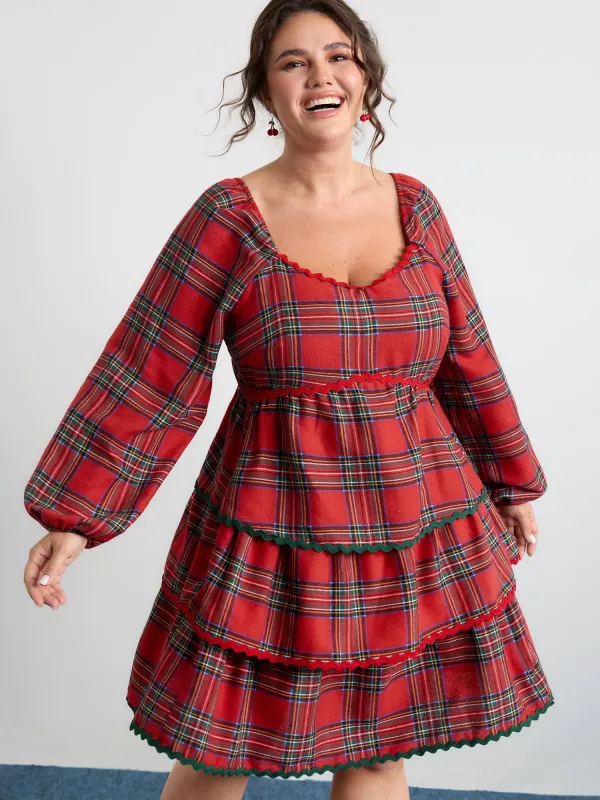 Sweet Holidays Ribbon Tiered Knee Dress sold by Bloomchic