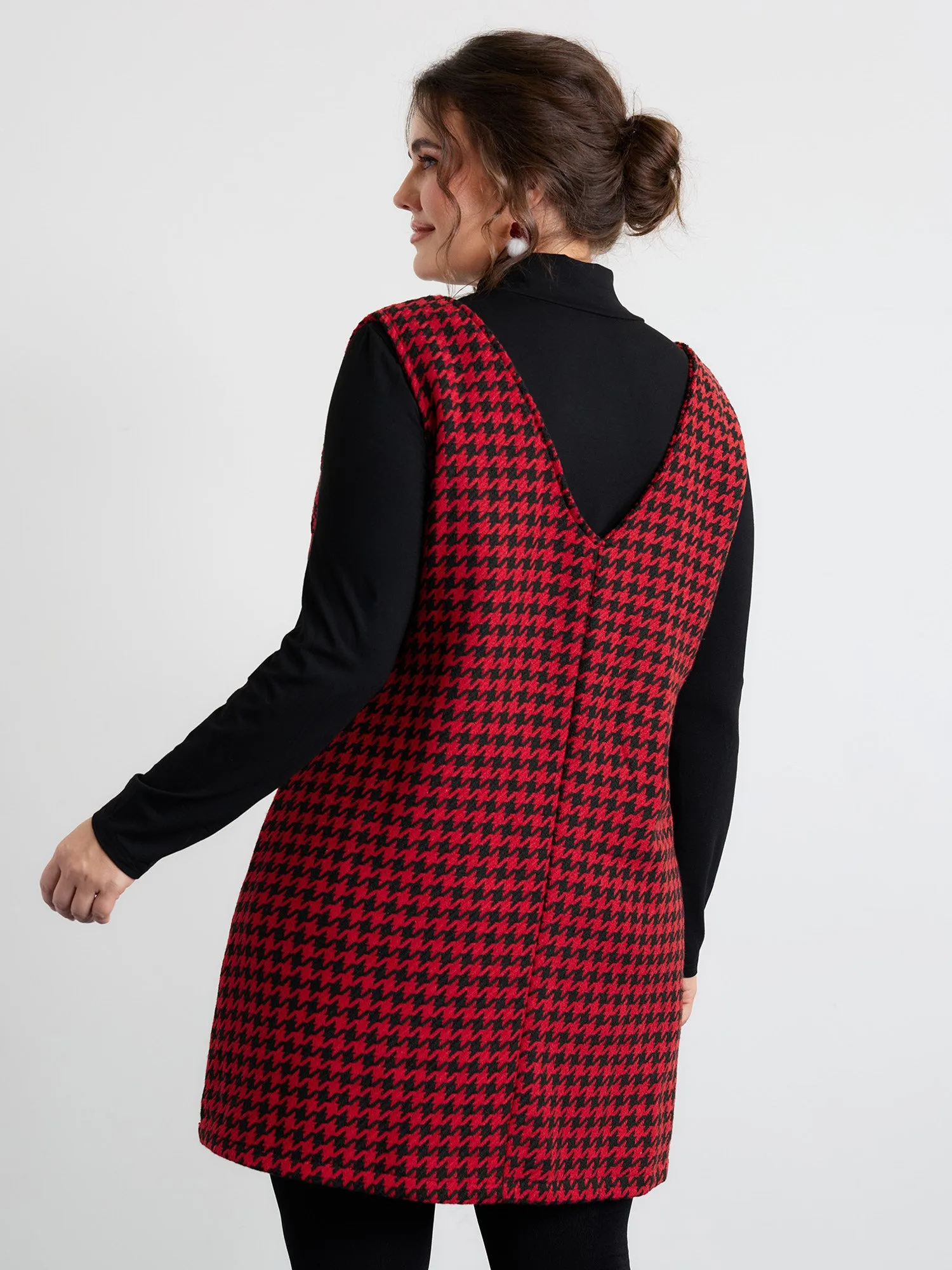 Houndstooth Embroidery Patch Pockets Dress sold by Bloomchic product image thumbnail 4