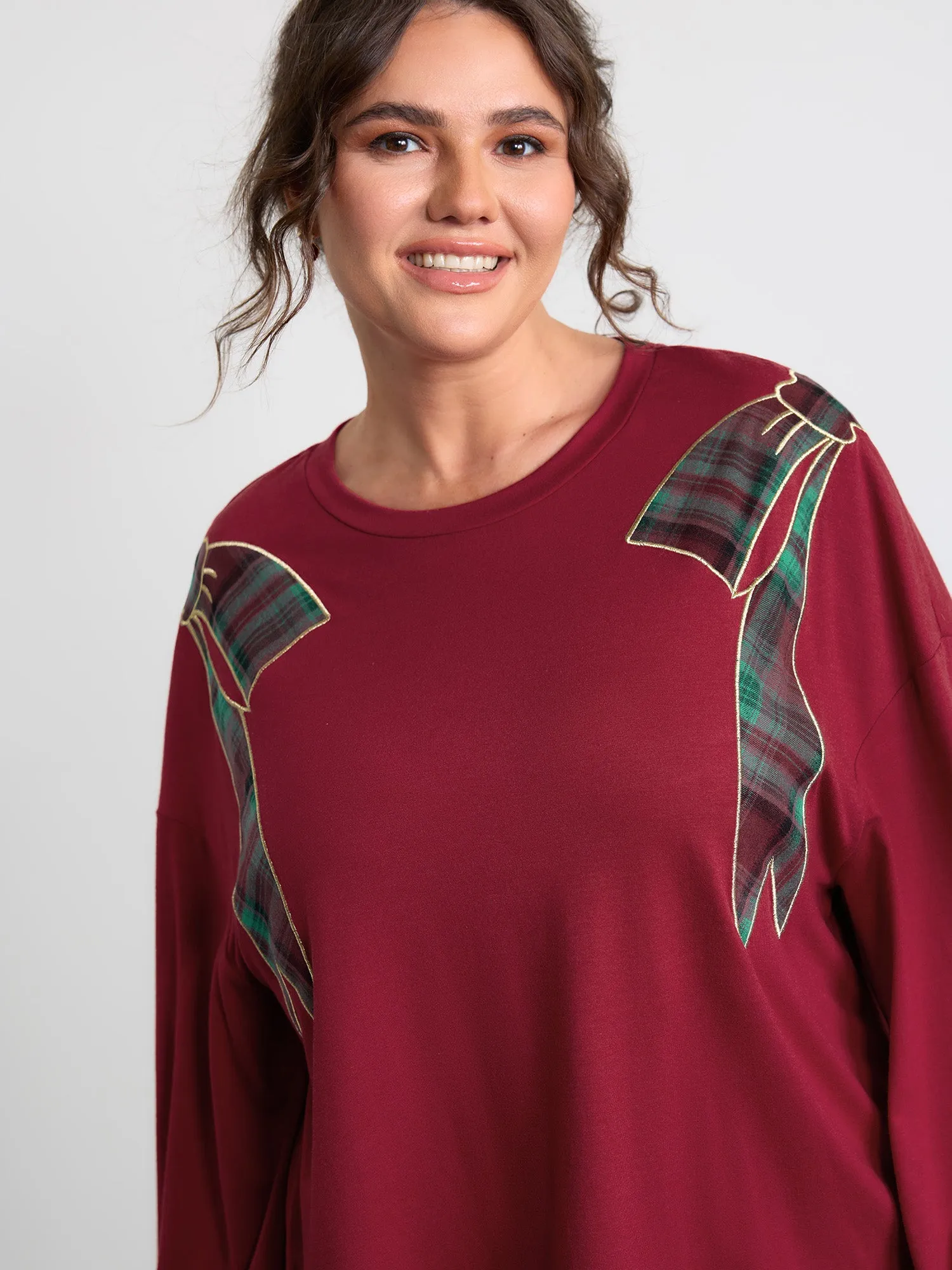 Supersoft Embroidered Gingham Contrast T-Shirt sold by Bloomchic