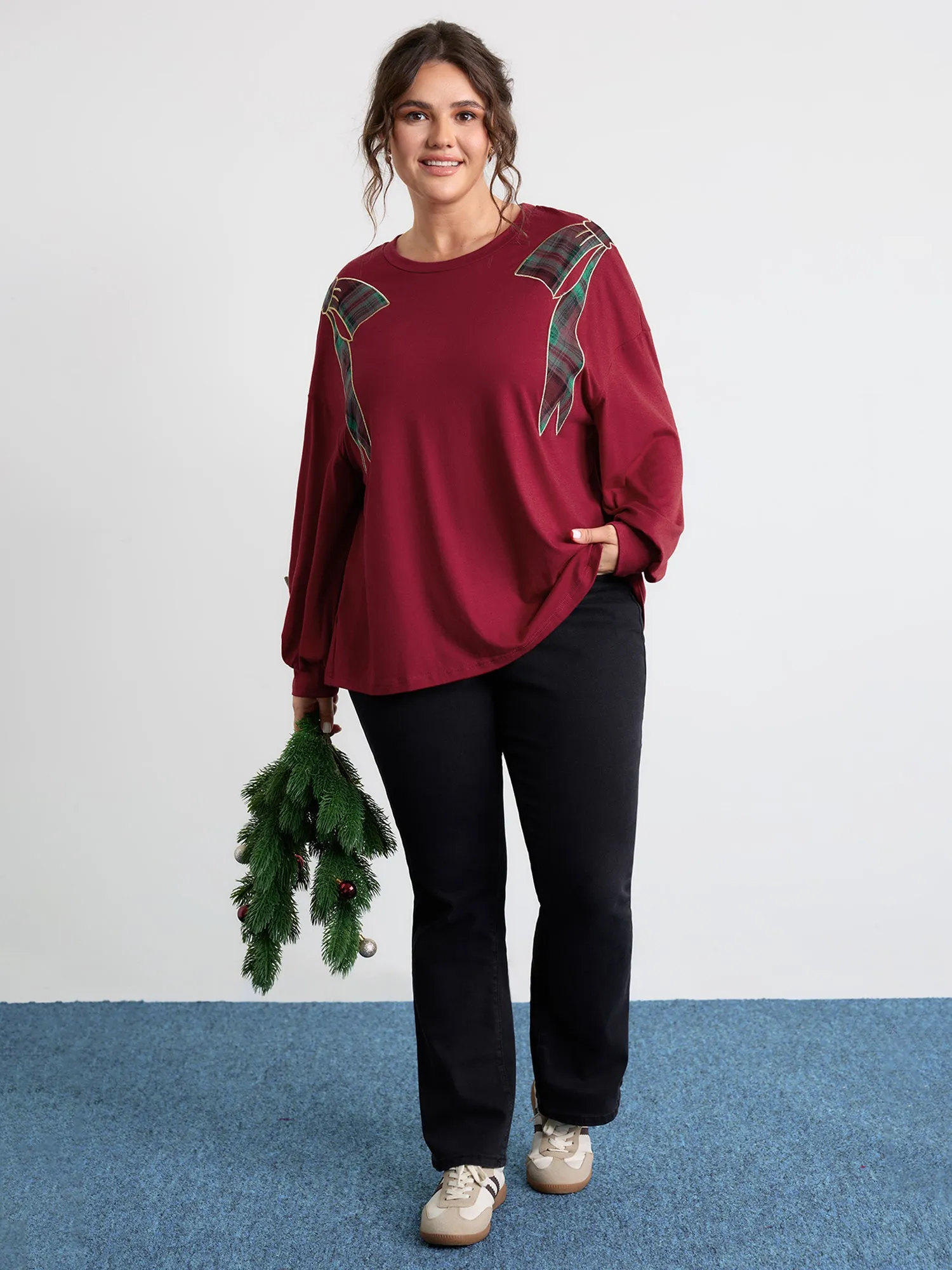 Supersoft Embroidered Gingham Contrast T-Shirt sold by Bloomchic product image thumbnail 3