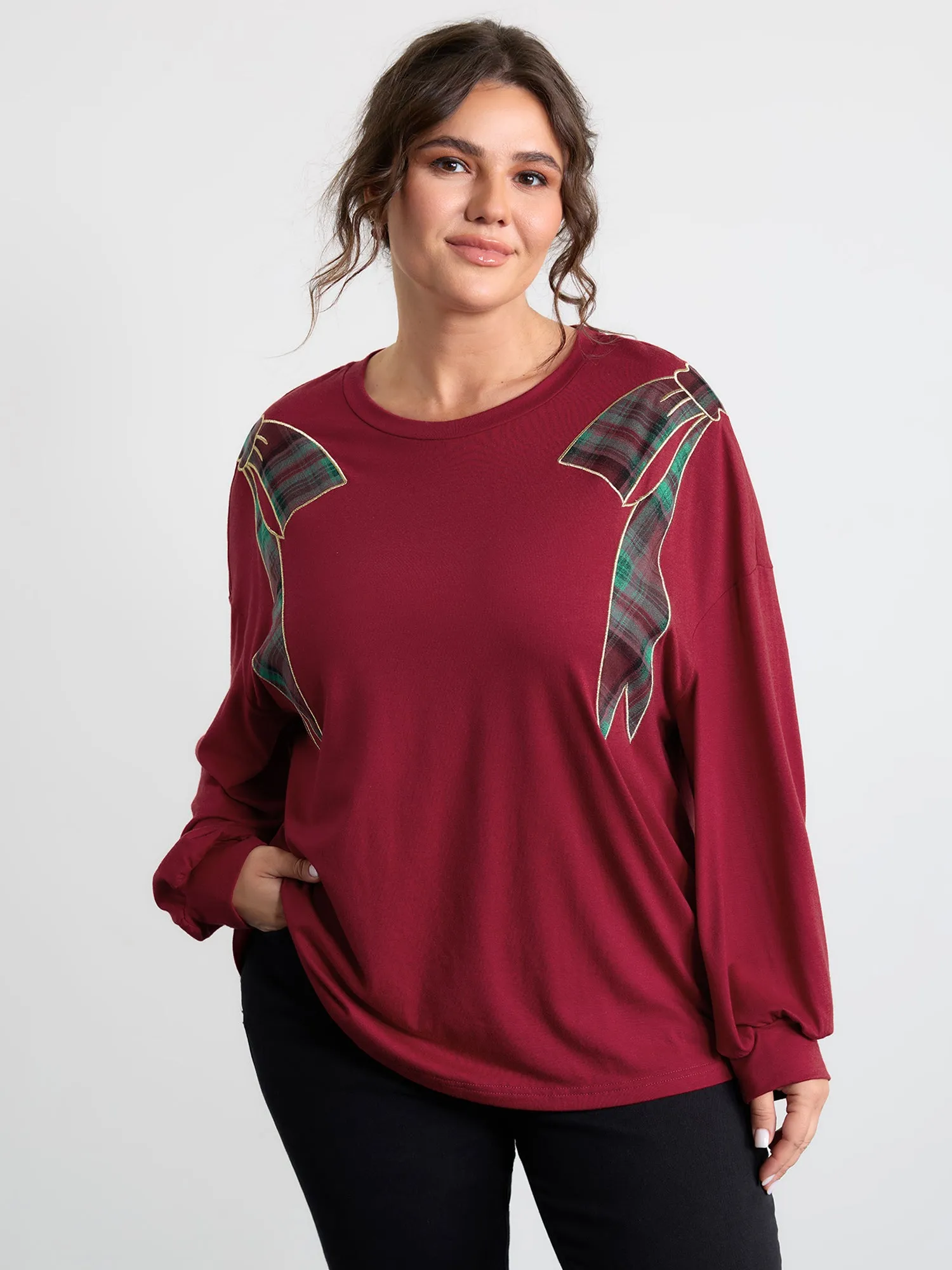 Supersoft Embroidered Gingham Contrast T-Shirt sold by Bloomchic product image thumbnail 2