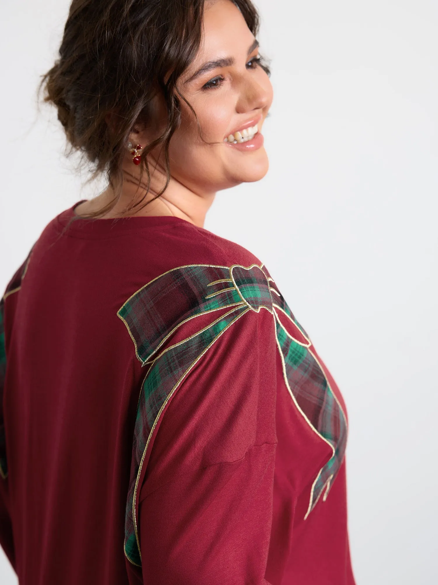 Supersoft Embroidered Gingham Contrast T-Shirt sold by Bloomchic product image thumbnail 4