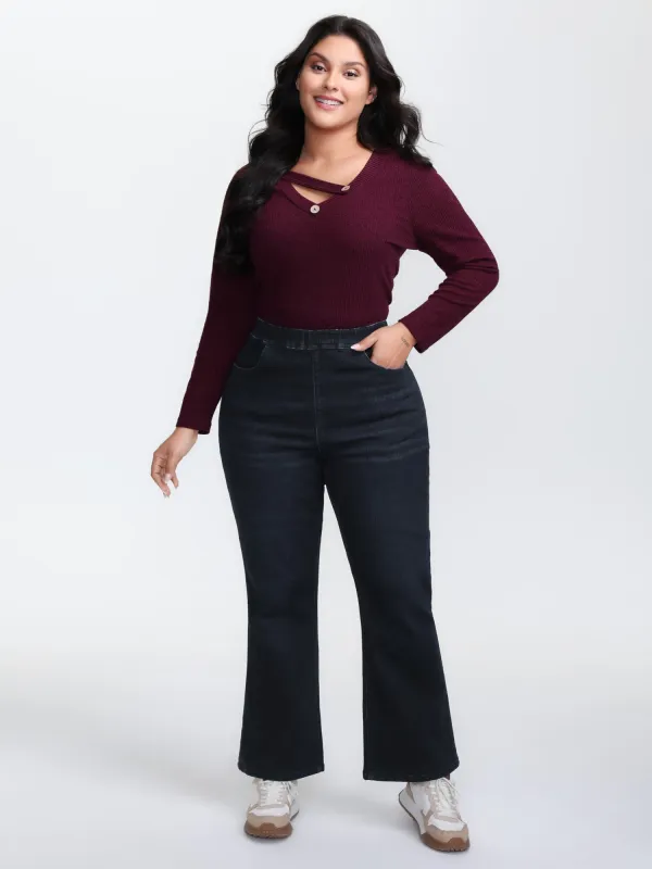 Super Stretchy Bootcut Mid-Rise Jeans sold by Bloomchic