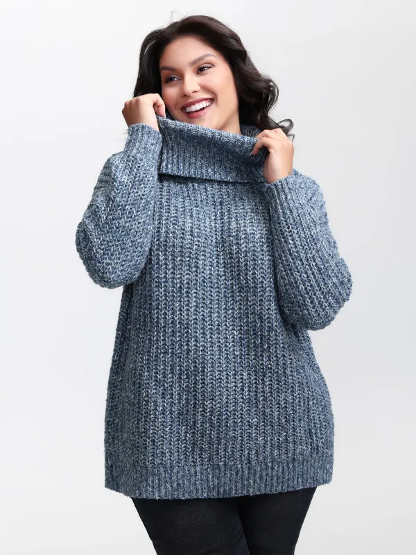 Heather Turtle Neck Solid Pullover sold by Bloomchic