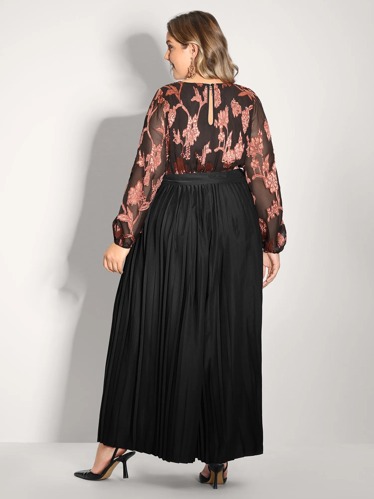 Floral Cut-Out Pleated Belted Jumpsuit sold by Bloomchic product image thumbnail 4