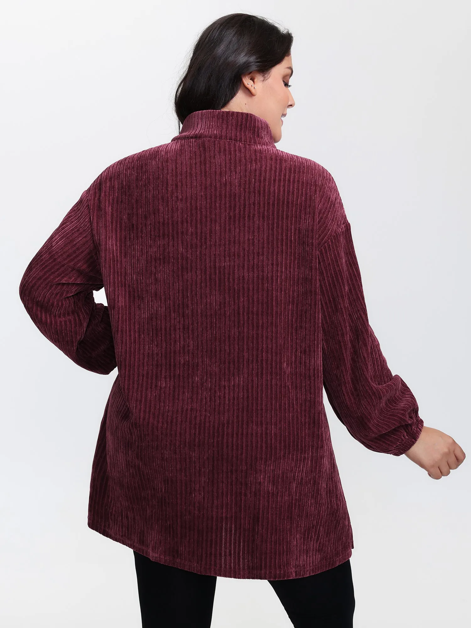 Corduroy-Feel Pockets Stretchy Cuffs Sweatshirt sold by Bloomchic product image thumbnail 5