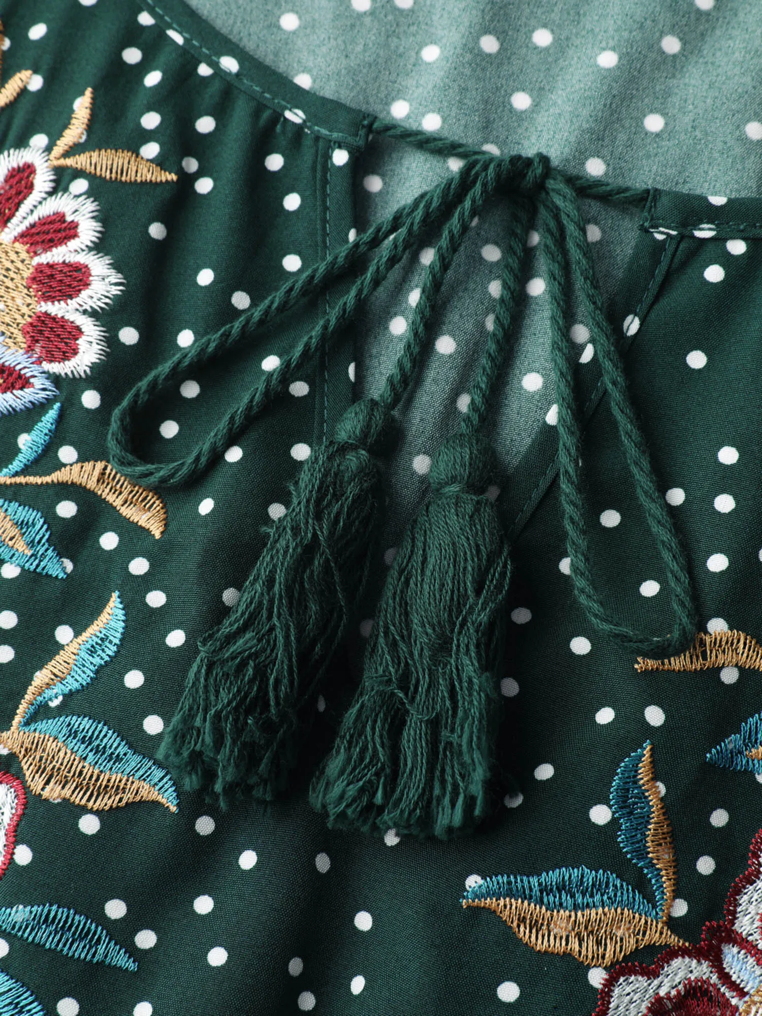 Floral Embroidery Tassels Maxi Dress sold by Bloomchic product image thumbnail 5